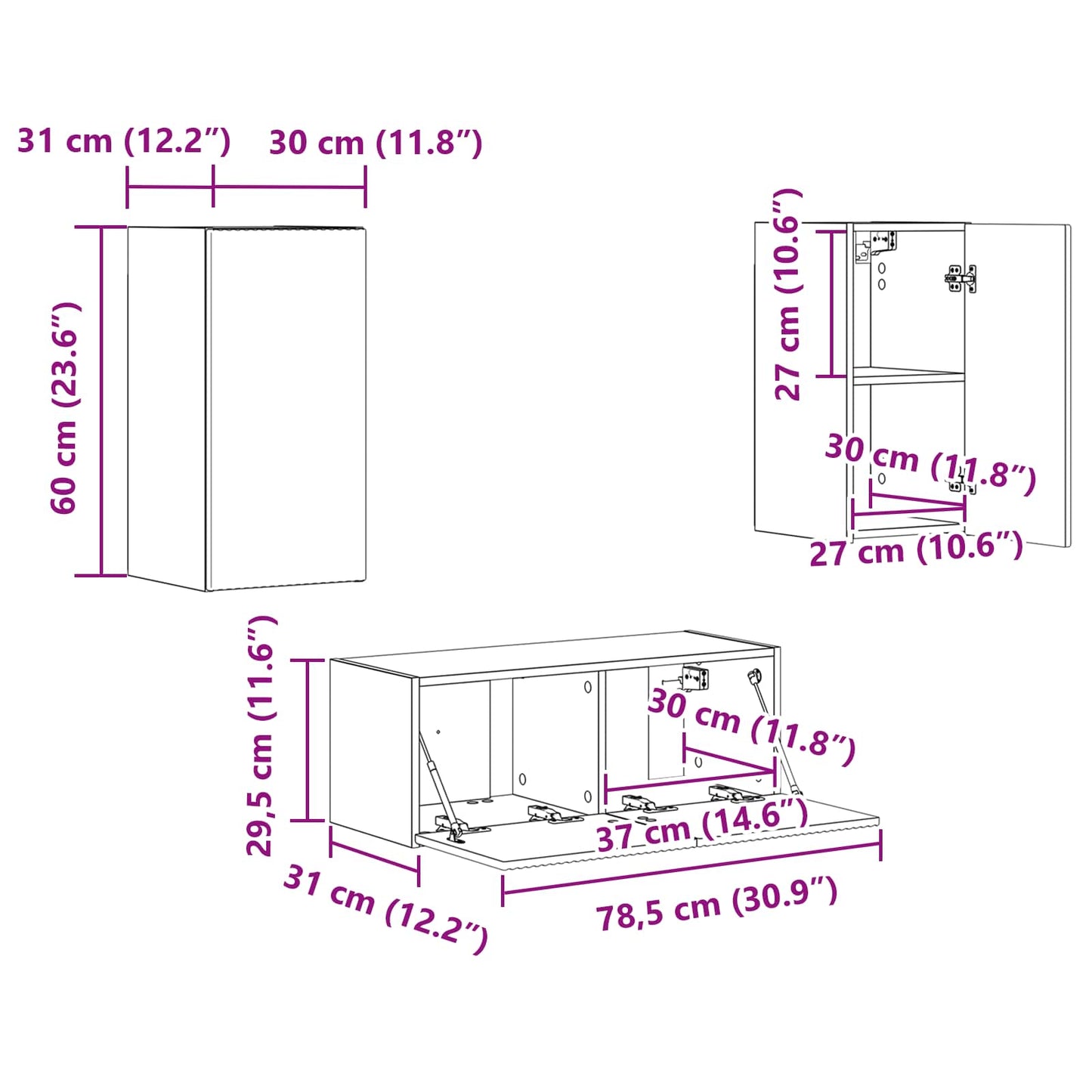 Tv-meubelset 2 pcs Artisan Eiken Bewerkt hout