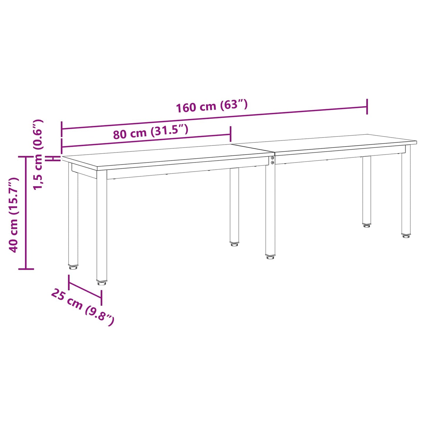 Bank Sonoma 160 x 35 x 45 cm Bewerkt hout