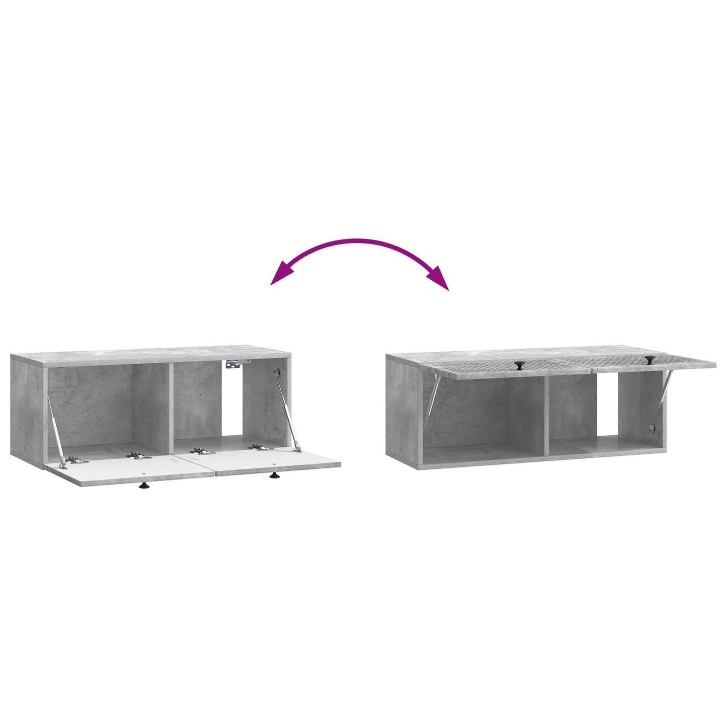 Wandbeugel TV-kast Betongrijs 78,5 x 31 x 30 cm Bewerkt hout
