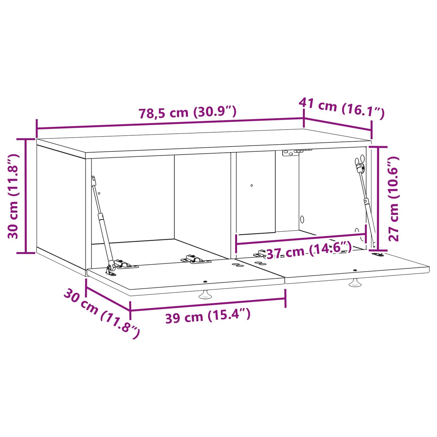 Wandbeugel TV-kast Oud hout 78,5 x 41 x 30 cm Bewerkt hout