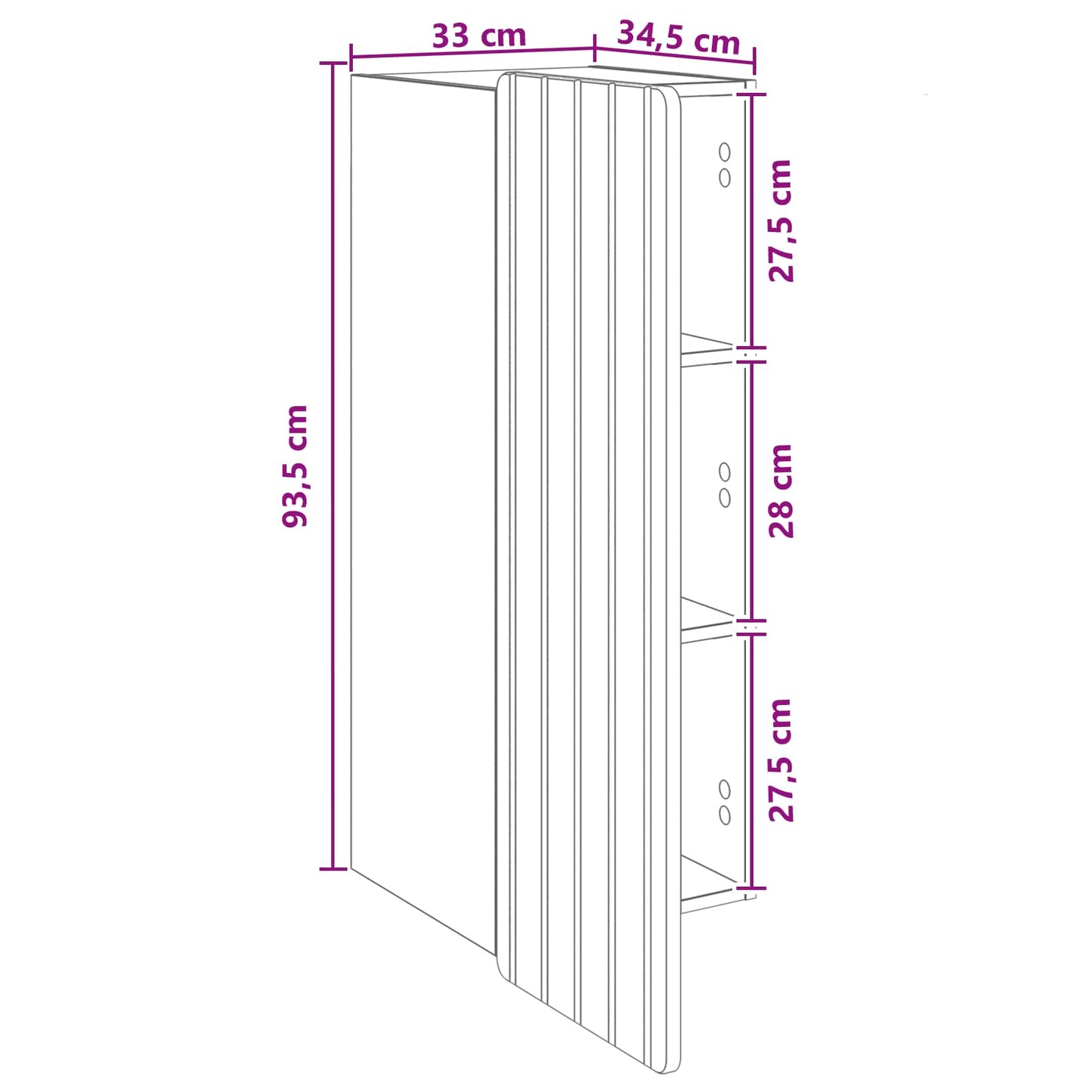 Wandkast Sonoma Eiken 33 x 34,5 x 94 cm Bewerkt hout