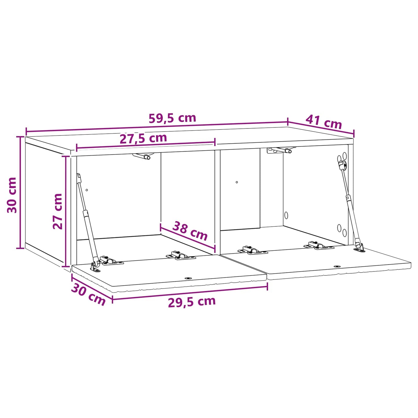 Wandbeugel TV-kast 59,5 x 41 x 30 cm Artisanaal eiken