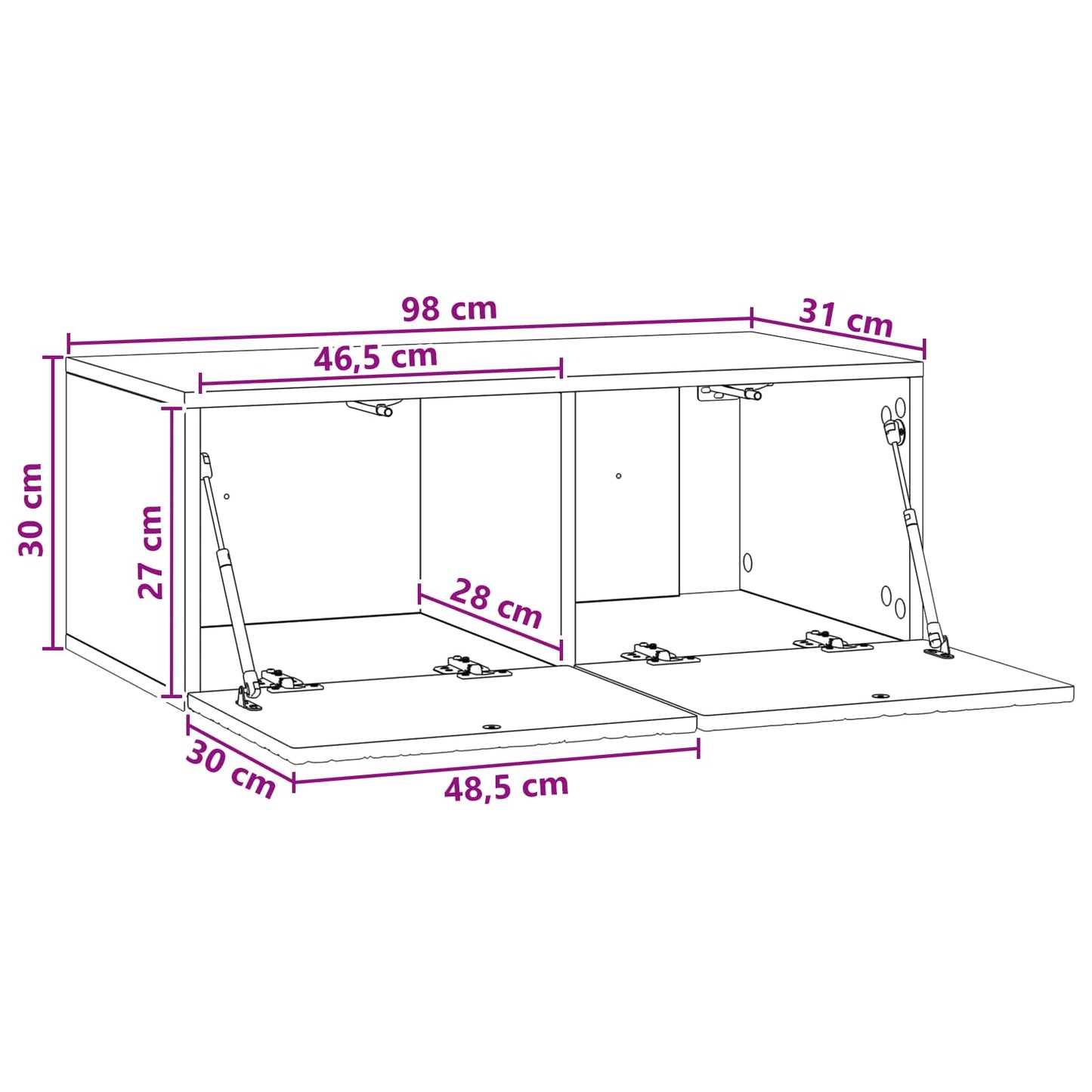 Wandbeugel TV-kast 98 x 31 cm Artisanaal eiken Bewerkt hout