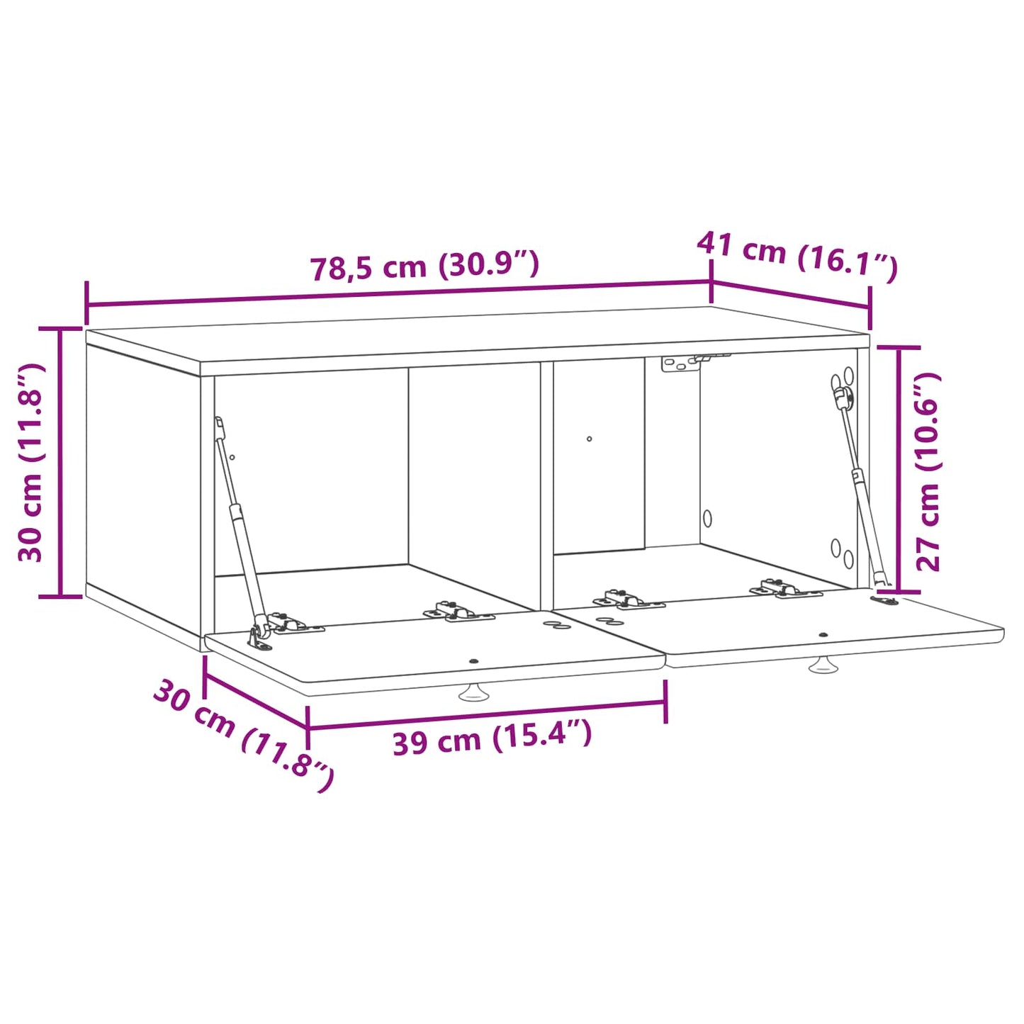 Wandbeugel TV-kast Gerookt eiken 78,5 x 41 x 30 cm Bewerkt hout
