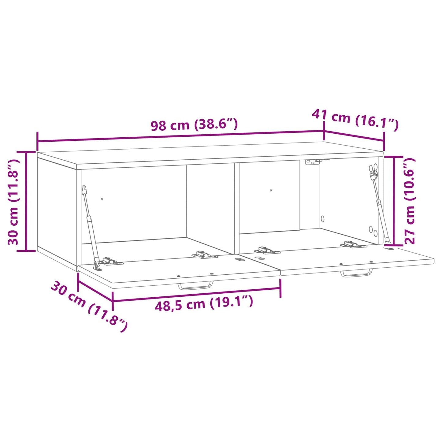 Wandbeugel TV-kast Sonoma Eiken 98 x 41 x 30 cm Bewerkt hout