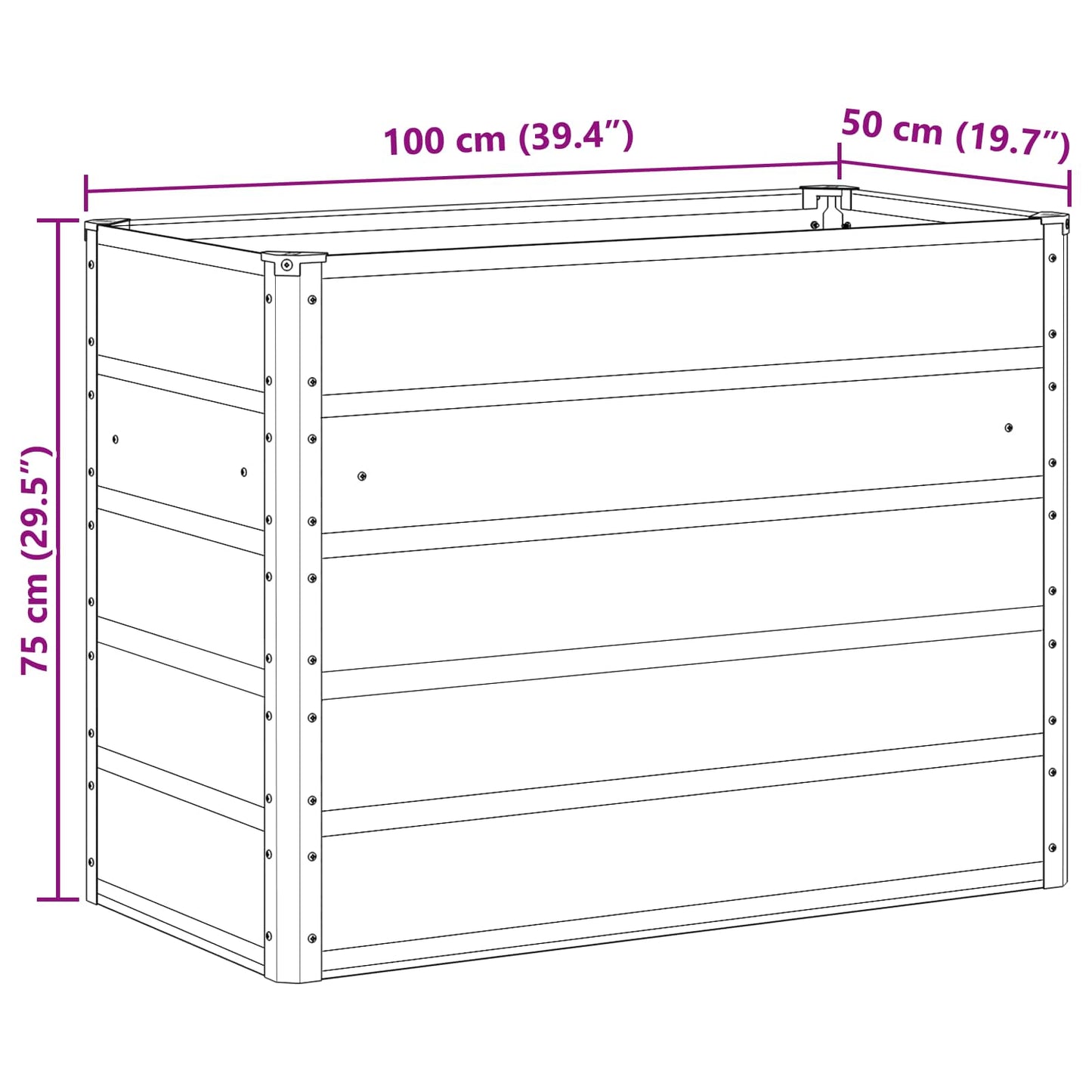 Plantenbak Lichtgrijs 480 x 50 x 45 cm Gegalvaniseerd staal