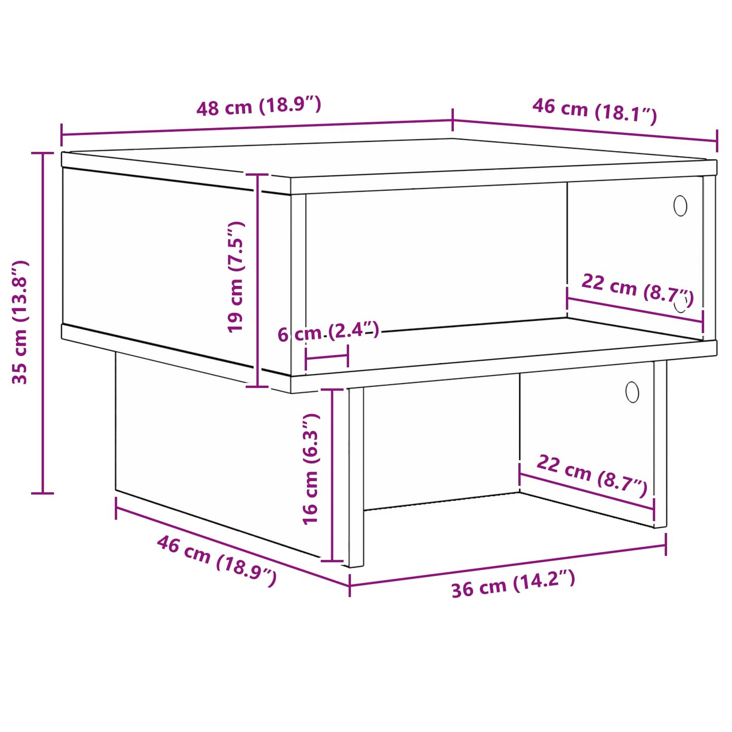 Salontafel Beton Grijs 48 x 46 x 35 cm Bewerkt hout