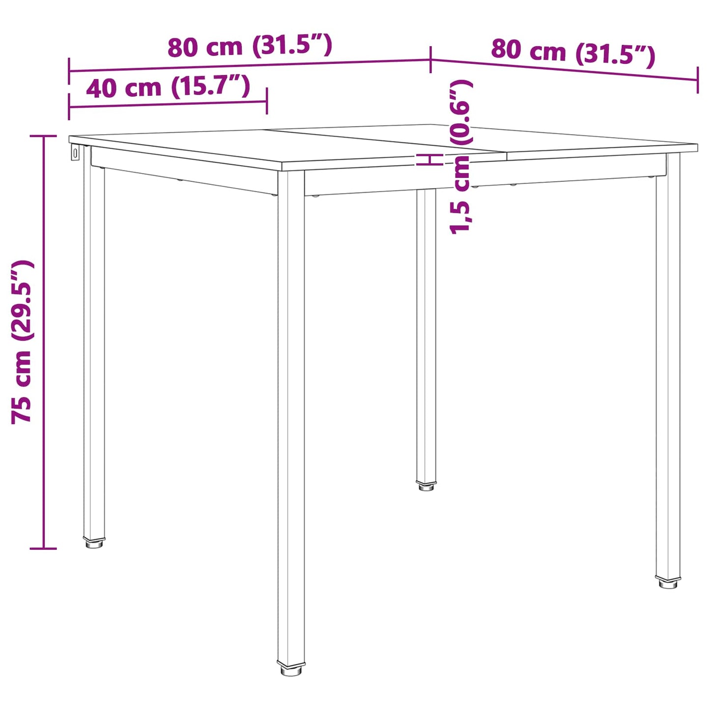 Eettafel Naturel 80 x 80 x 75 cm Massief grenenhout