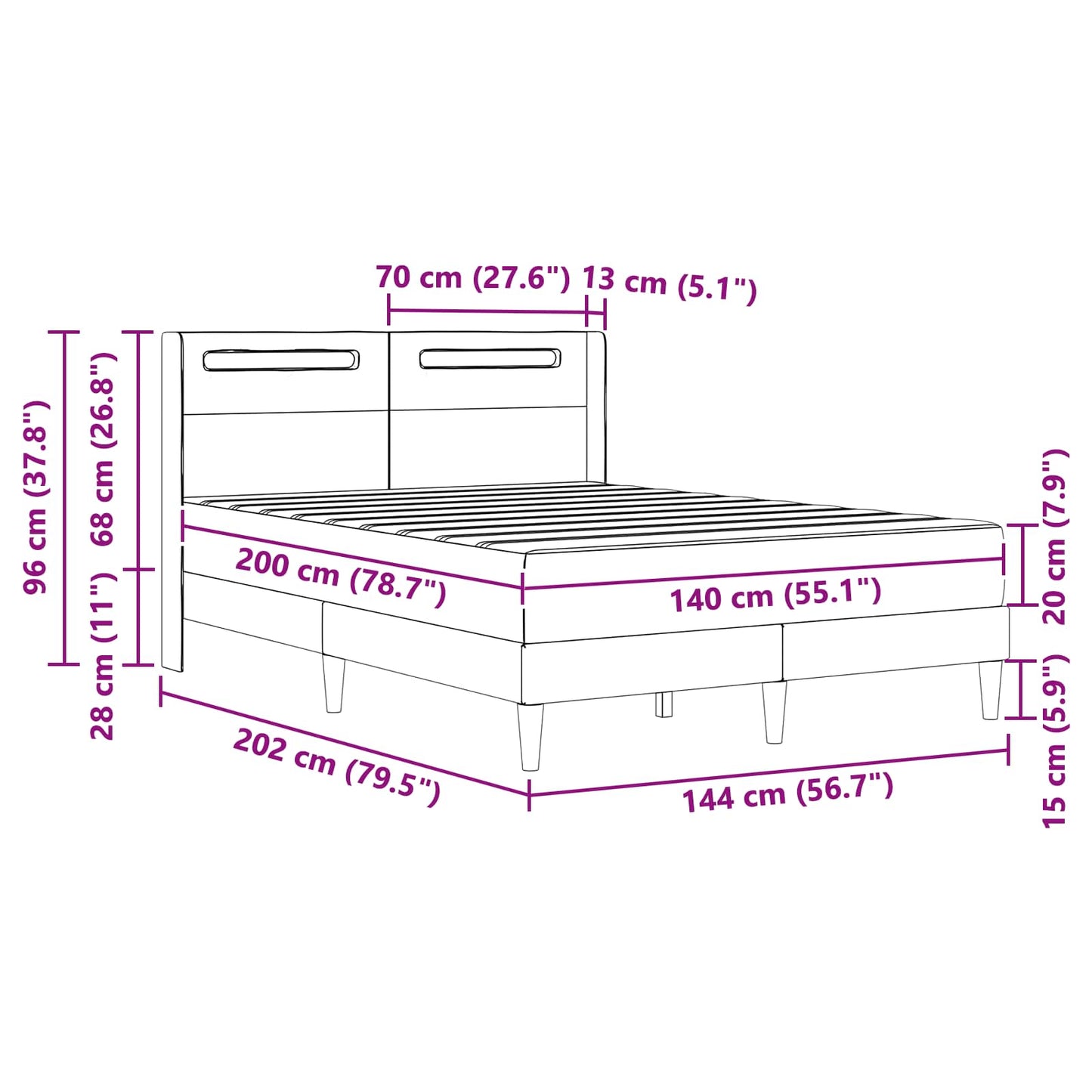 Bedframe met matras Zwart 140 x 200 cm Kunstleer