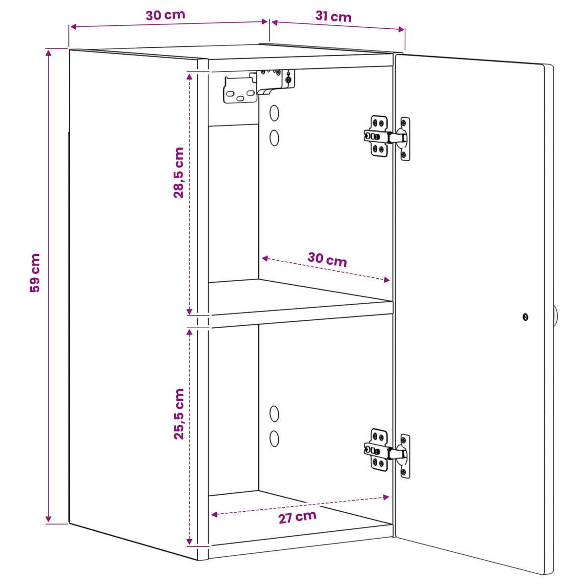 Badkamer wandkast EDE Betongrijs 30 x 31 x 59 cm Bewerkt hout