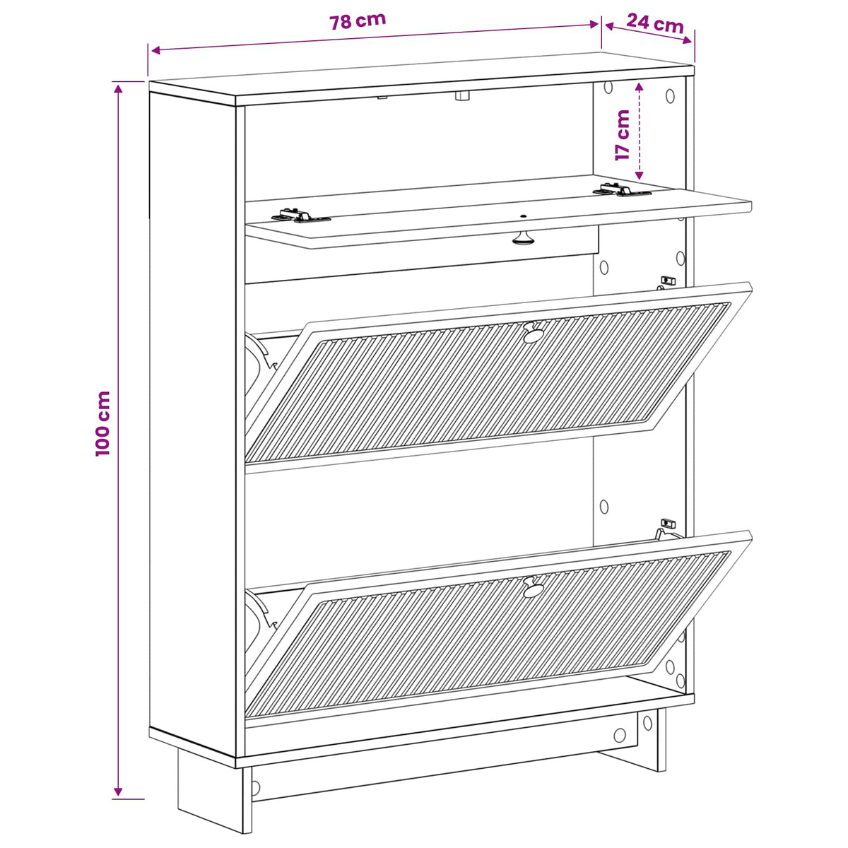 Schoenenkast EDE 78 x 24 x 103 cm Bewerkt hout Zwart