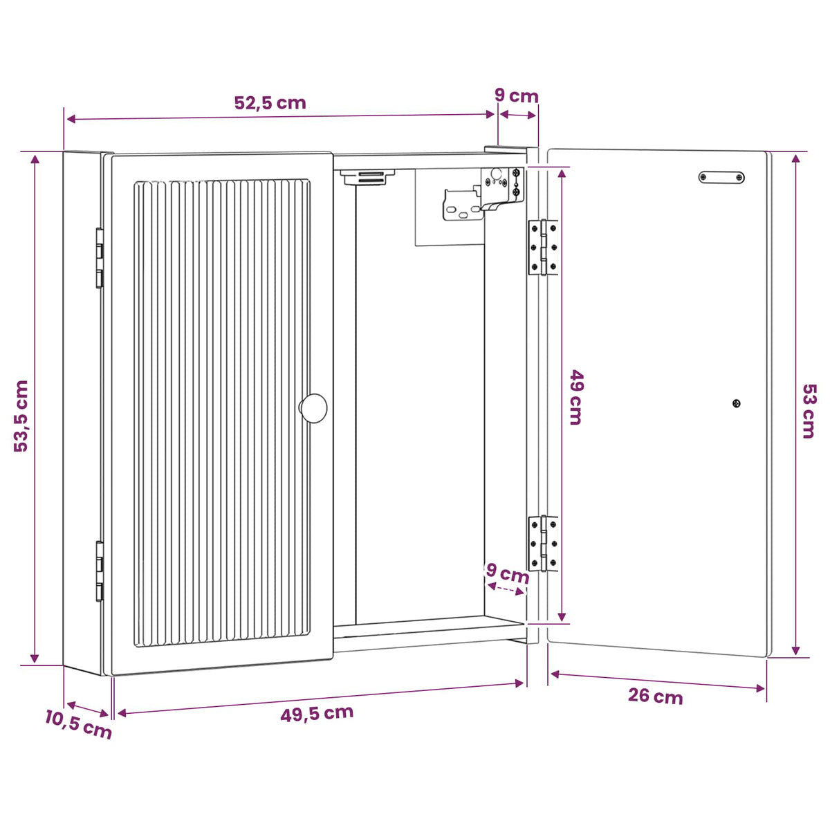 Dartbord Kabinet EDE Wit 52,5 x 10,5 x 53,5 cm Bewerkt hout