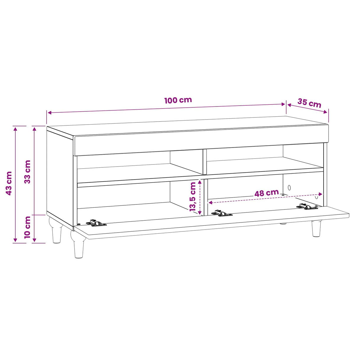LED tv-meubel Zwart Bewerkt hout
