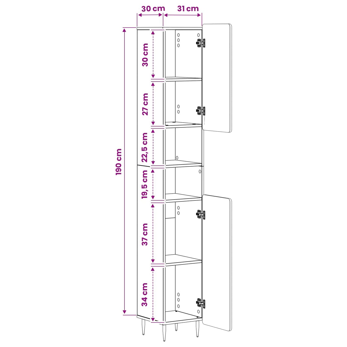 Badkamerkast met Open Plank ZWOLLE Grijs Sonoma
