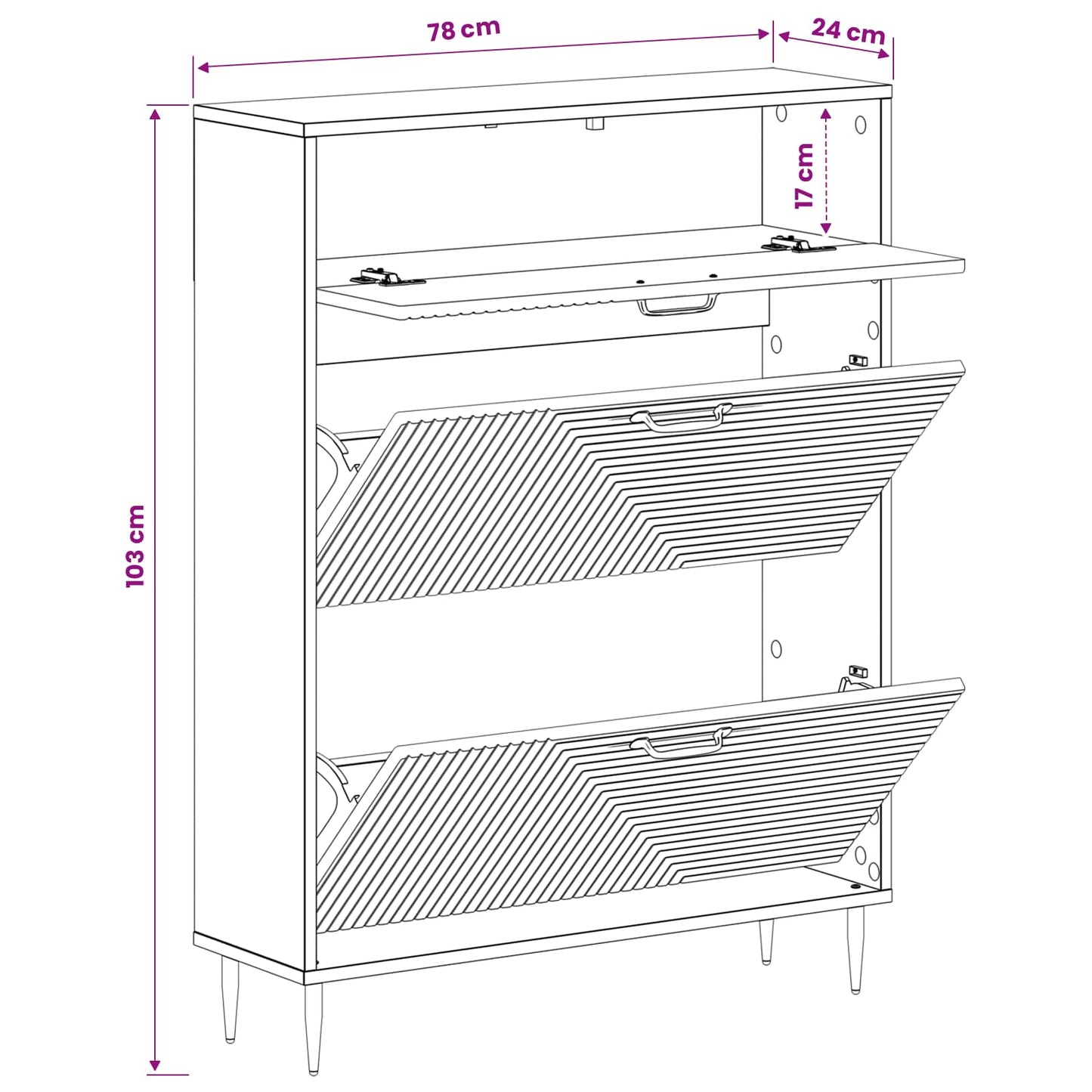 Schoenenkast HAARLEM 78 x 24 x 103 cm Bewerkt hout Sonoma Eiken