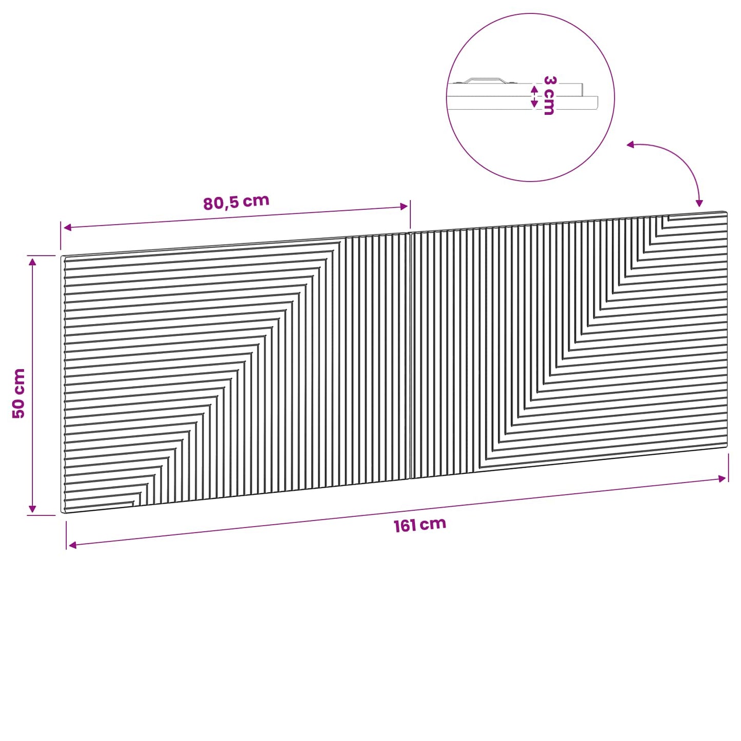 Wandgemonteerd Hoofdeinde HAARLEM Wit Bewerkt hout