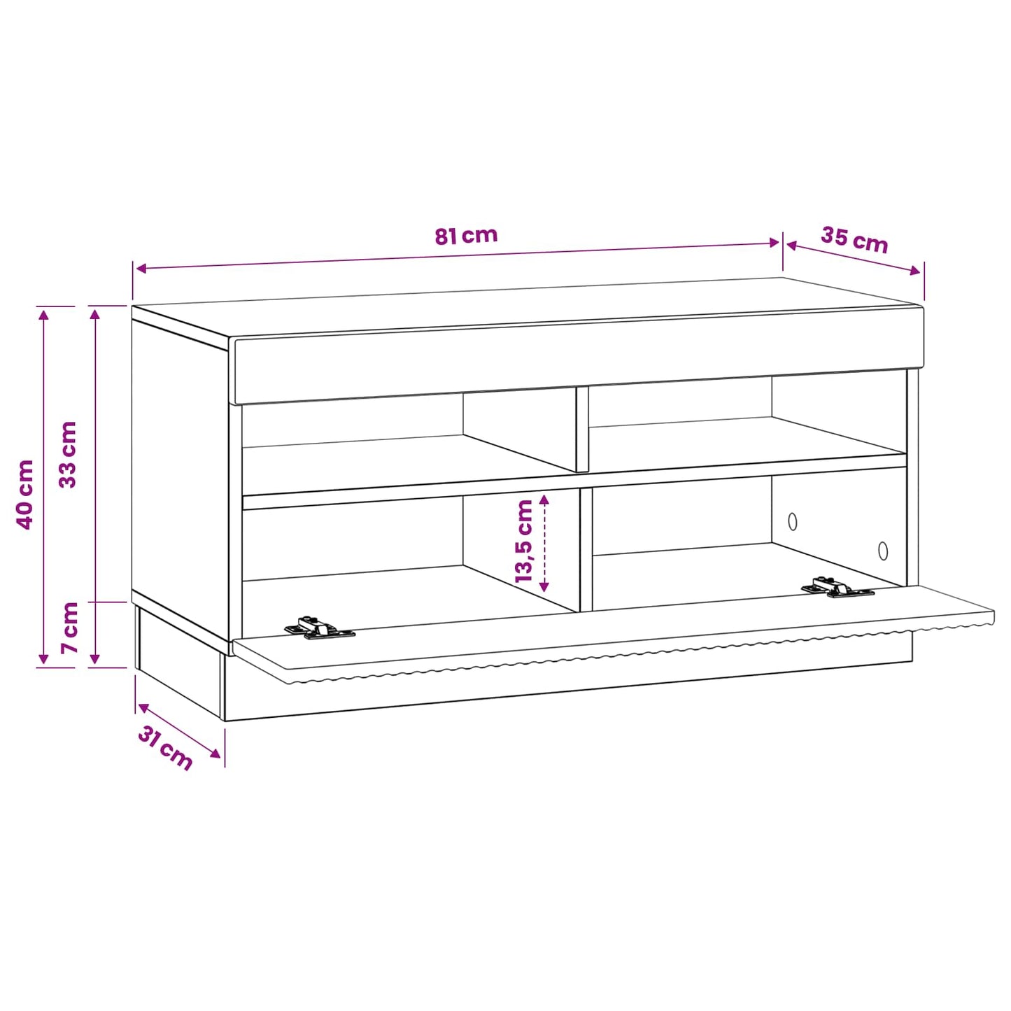 LED tv-meubel Gerookt eiken Bewerkt hout