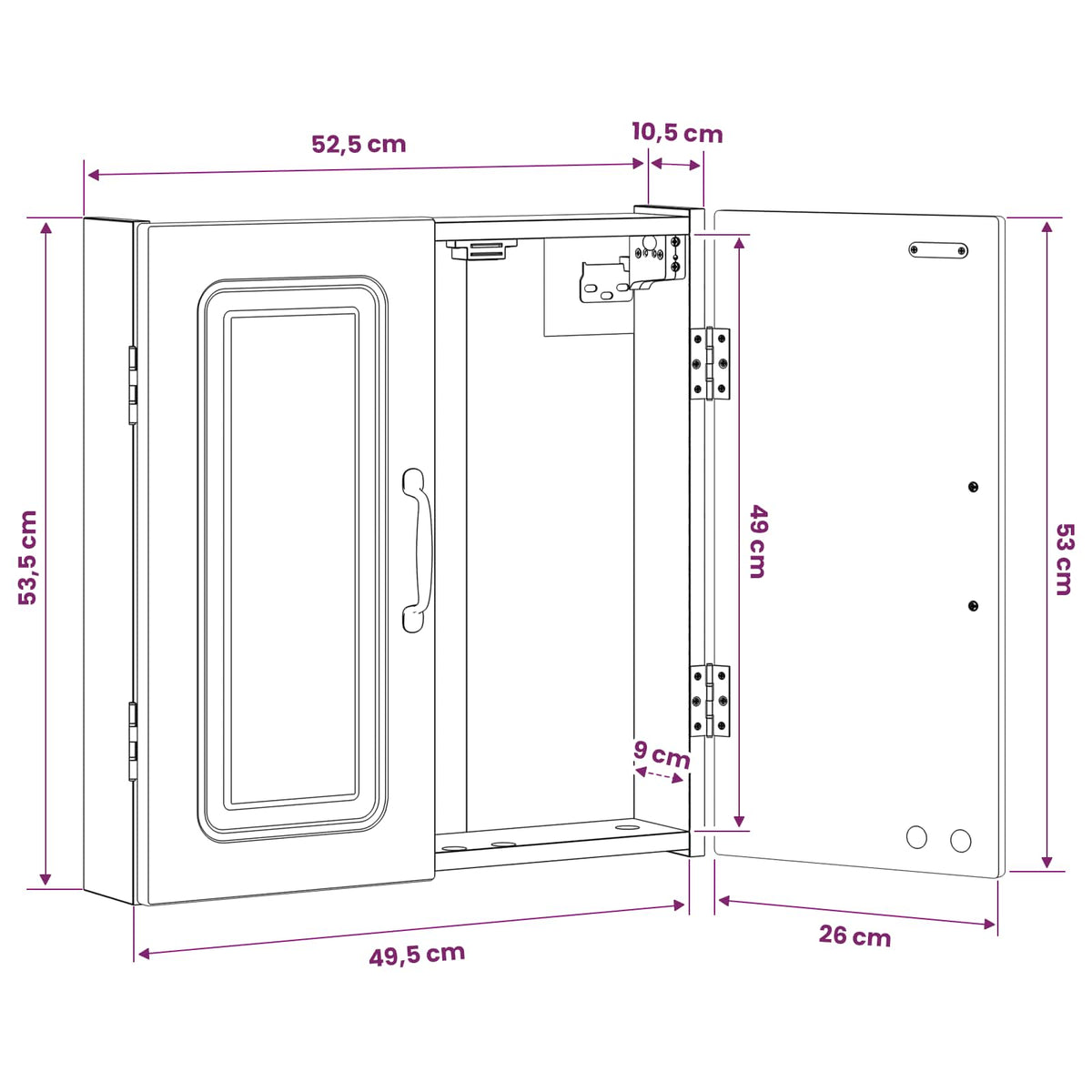Dartbord Kabinet UTRECHT Zwart 52,5 x 10,5 x 53,5 cm