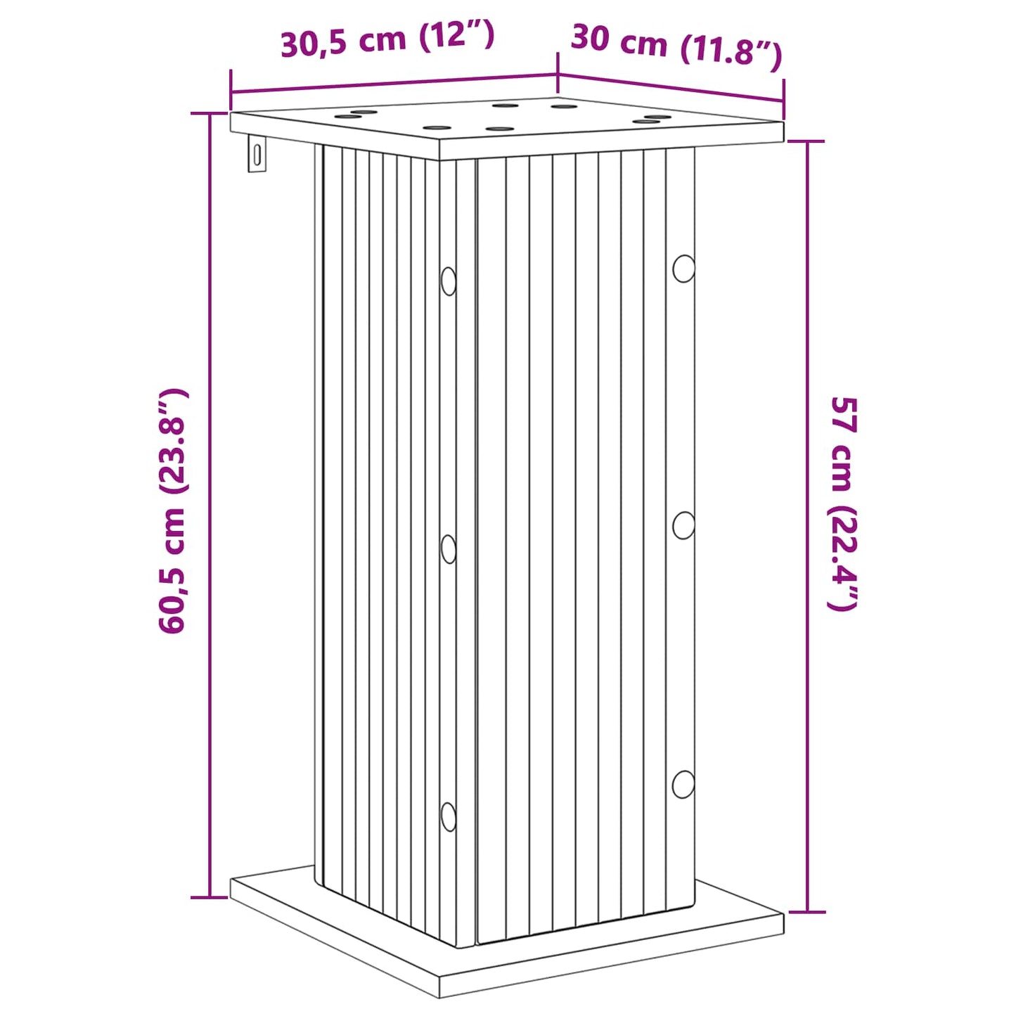 Plantenstandaard Grijs sonoma 30,5 x 30 x 60,5 cm Bewerkt hout