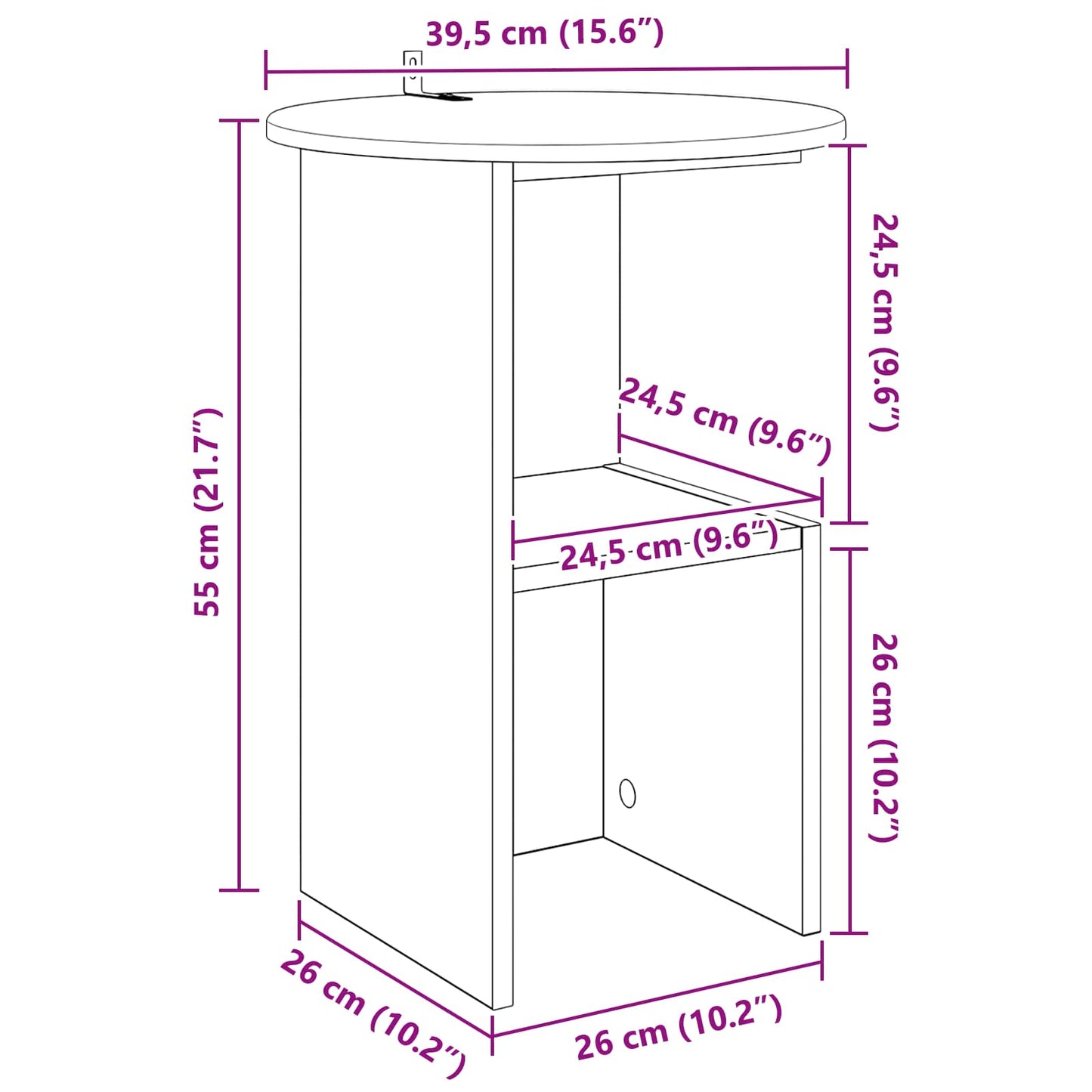 Bijzettafel Betongrijs Ø 39,5 x 55 cm Bewerkt hout