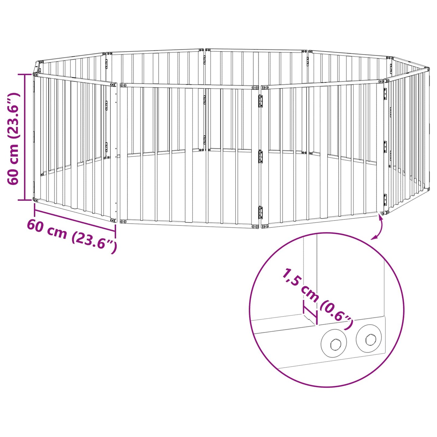 Hondenhek 10 pcs Zwart 60 x 60 cm Gegalvaniseerd staal