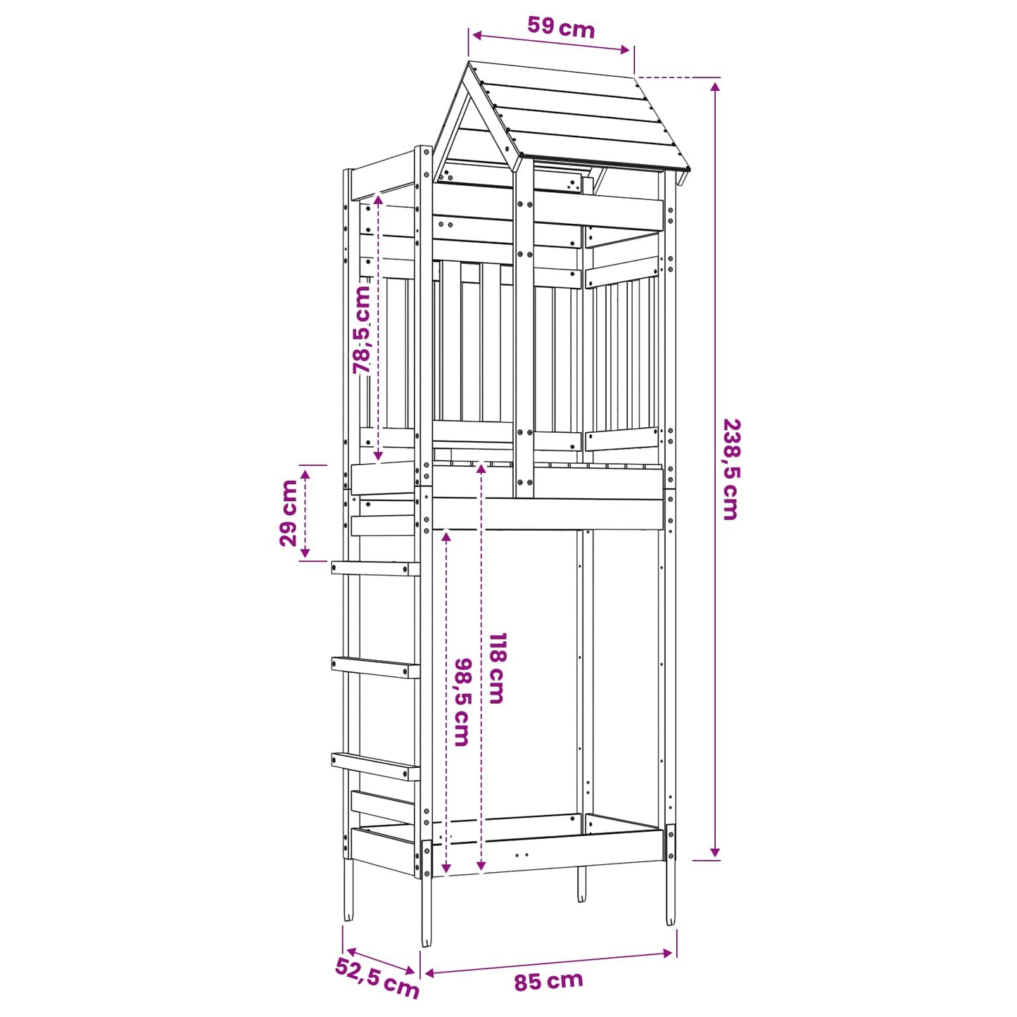 Speeltoren Bruin 52,5 x 85 x 238 cm Massief geïmpregneerd hout