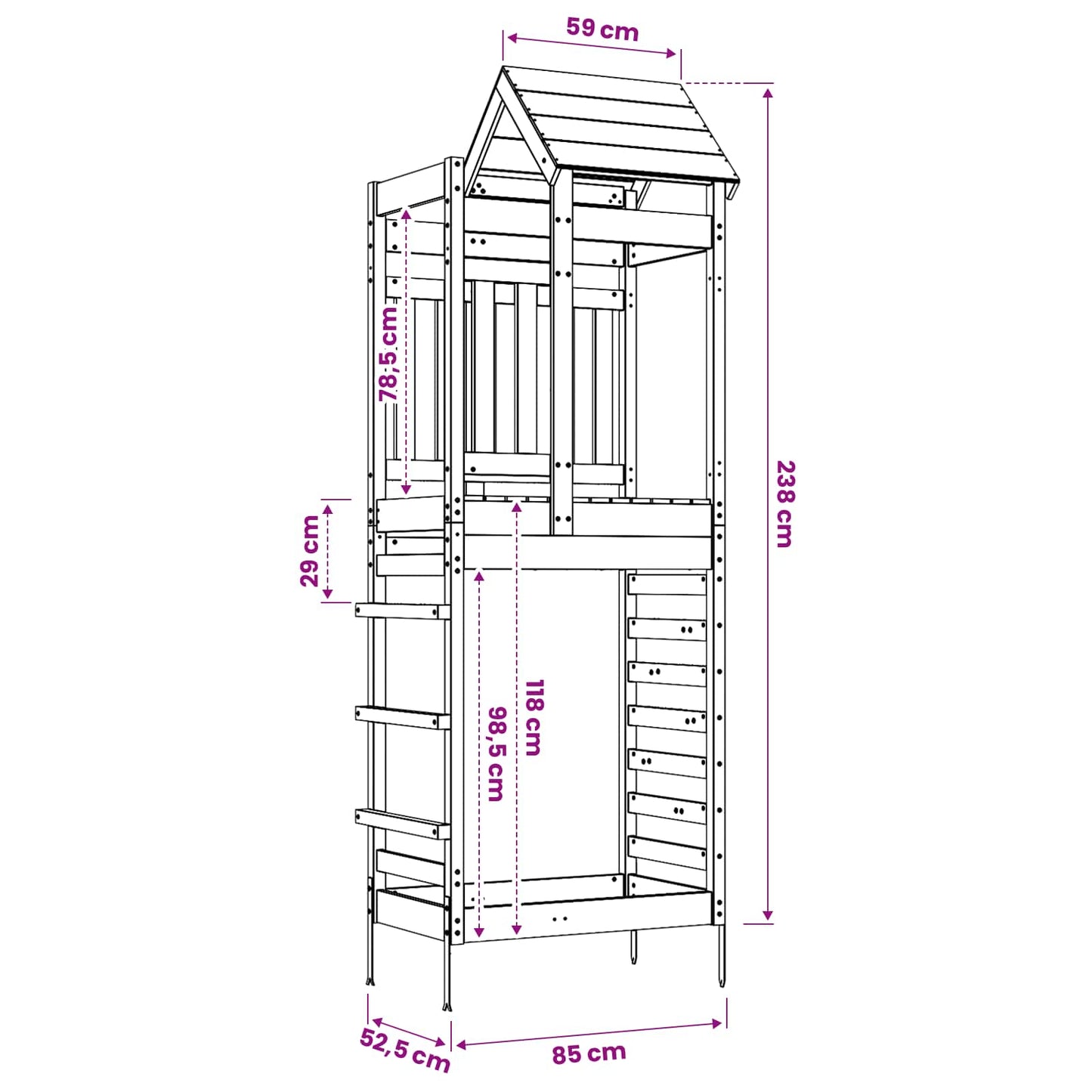 Speeltoren Bruin 52,5 x 85 x 238 cm Massief grenenhout