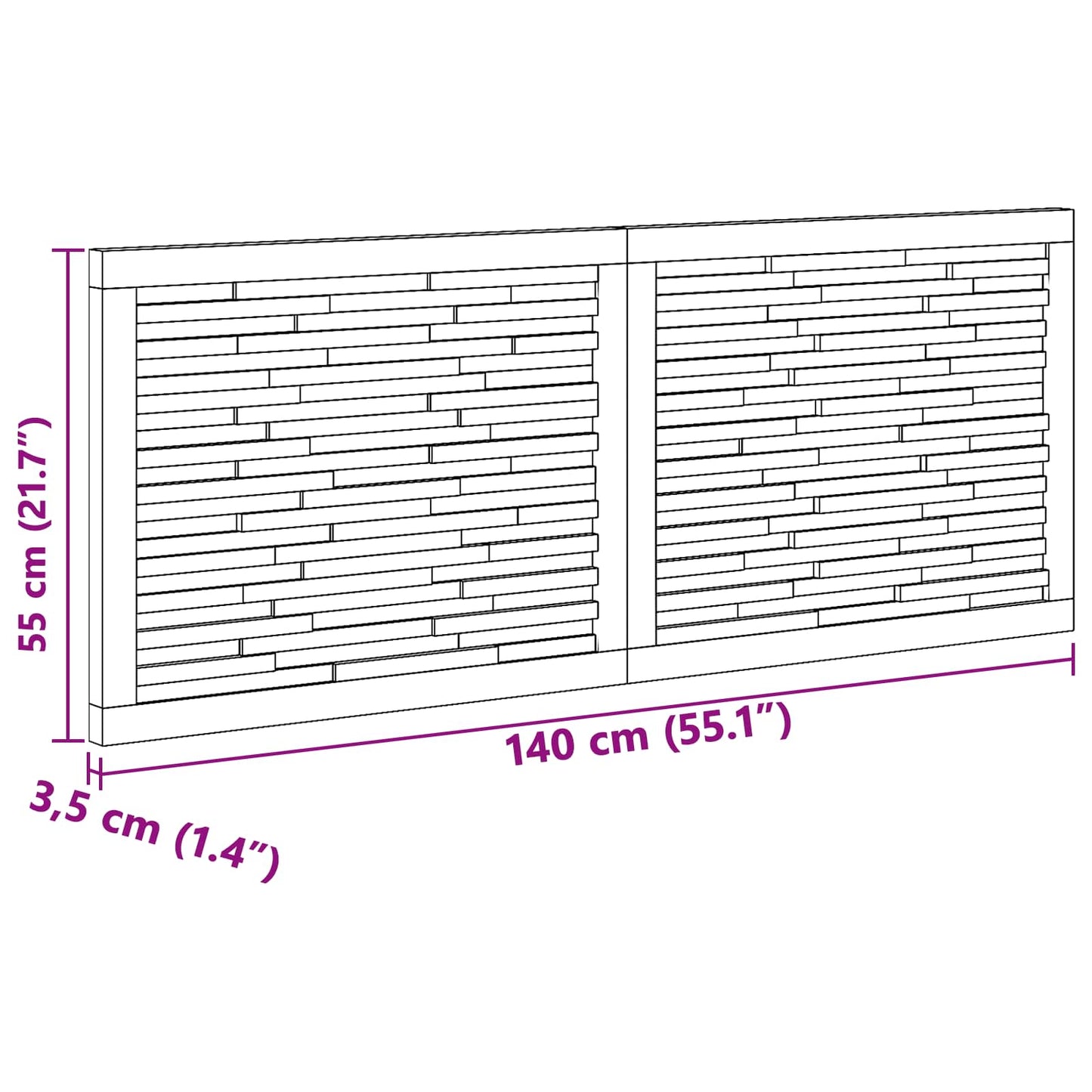 Hoofdbord Wandgemonteerd Naturel 140 cm Massief Teakhout