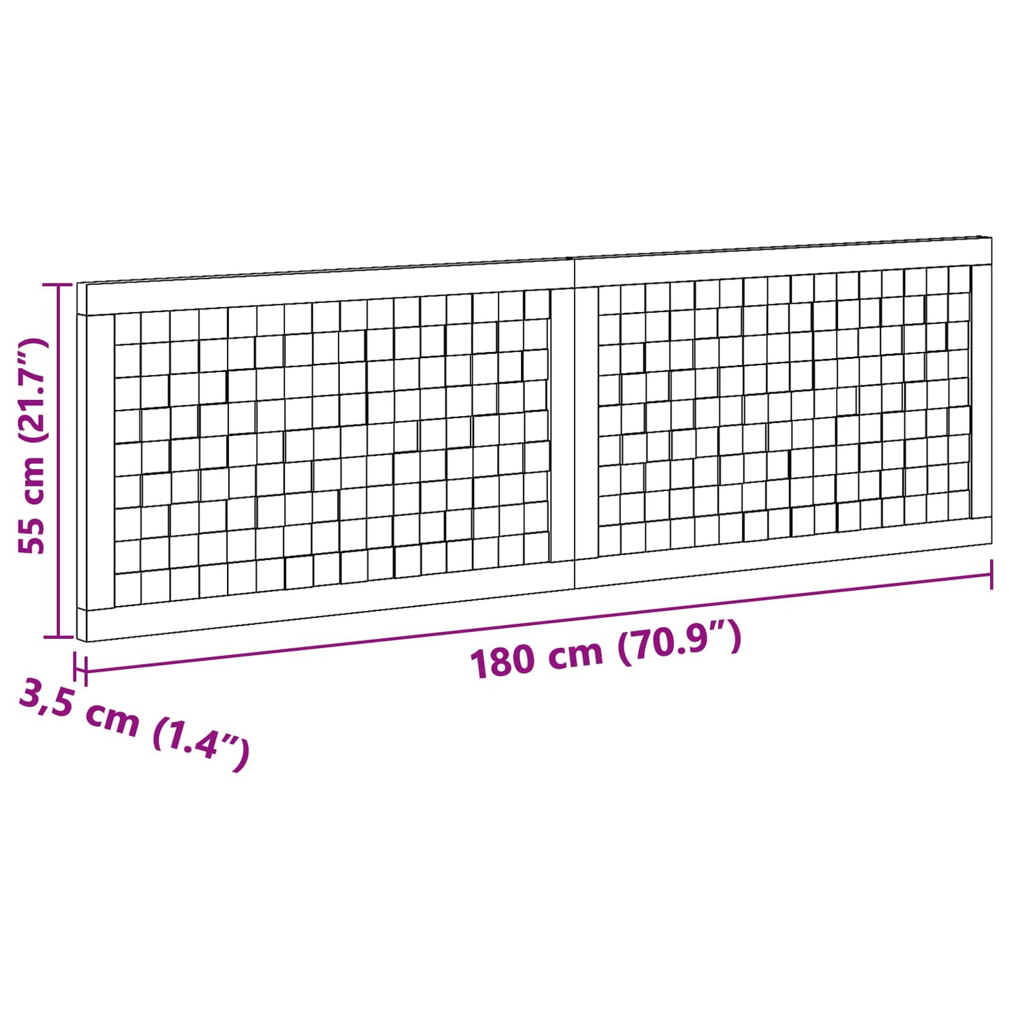 Hoofdbord Wandgemonteerd Naturel 180 cm Massief Teakhout