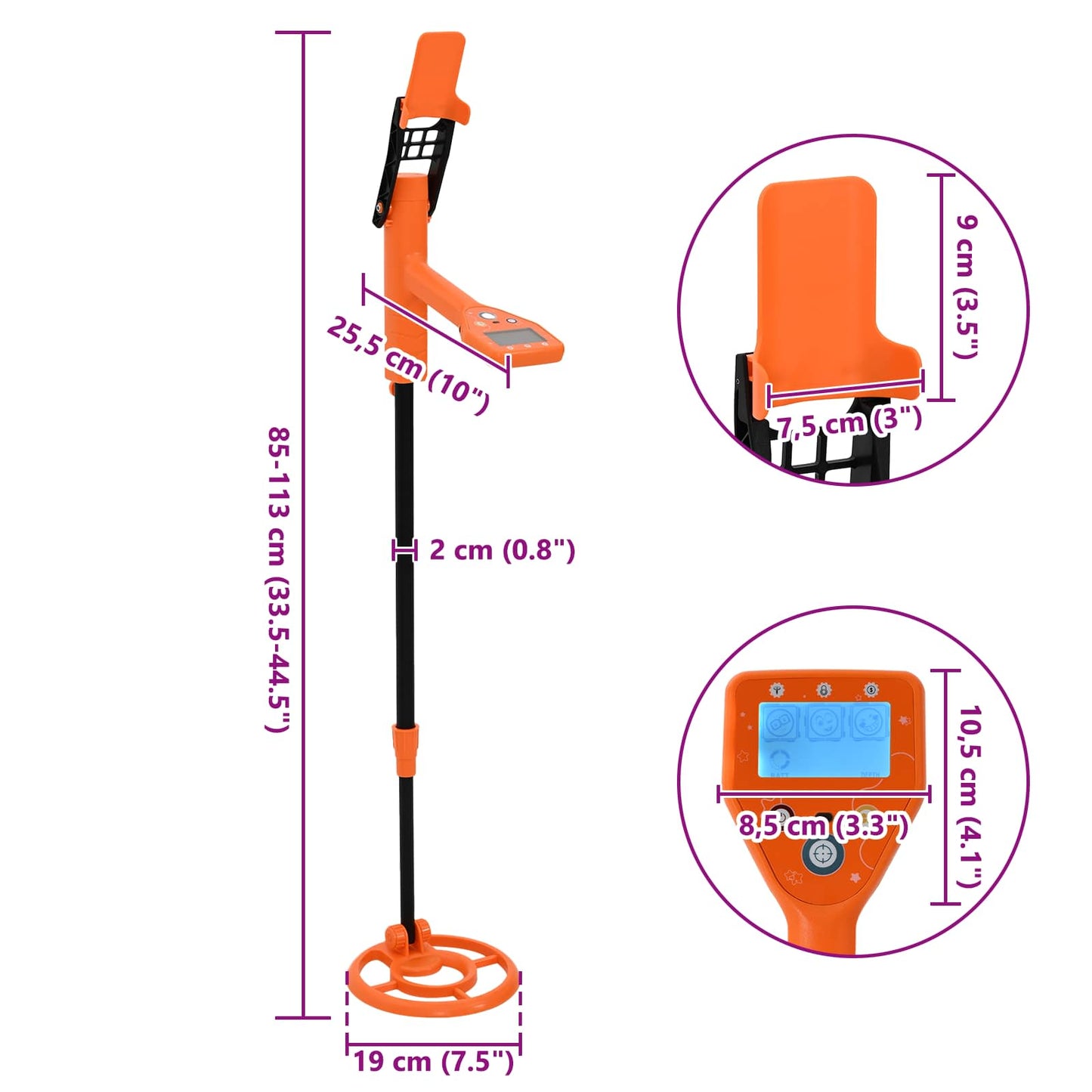 Metalen Detector met LCD Scherm 2 Modellen 19 cm Spoel Geel