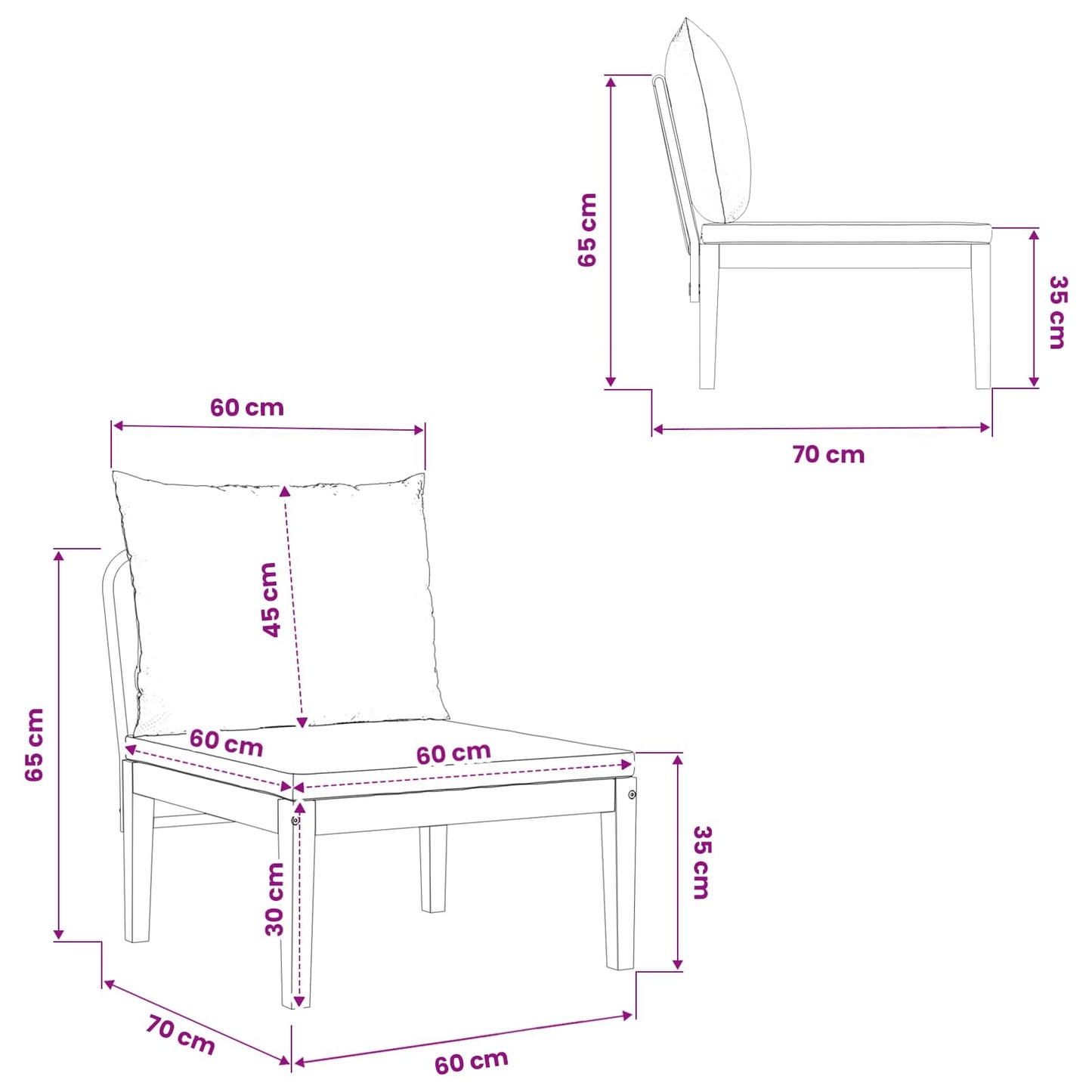 Tuin Midden Sofa met Kussens Massief acaciahout & touw Naturel