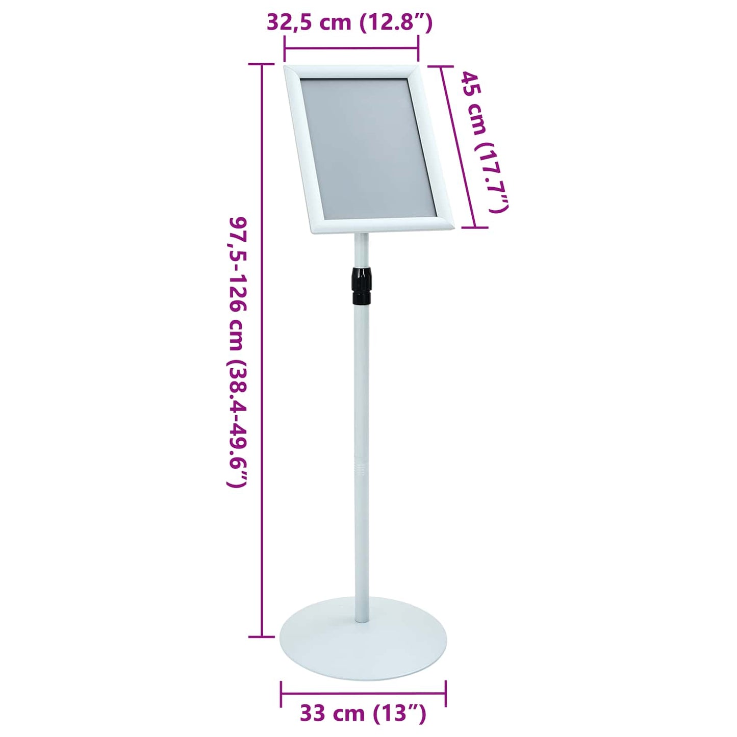 Pedestal Posterstand Zilver 33 x 33 x 126 cm PVC en staal