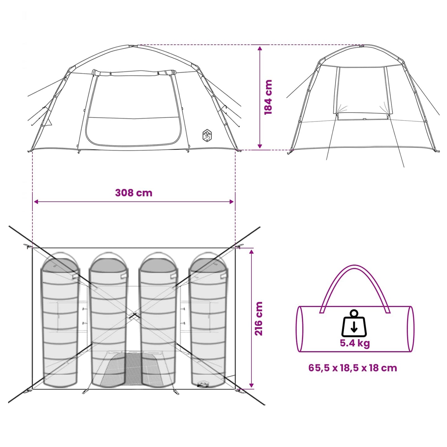 Huisje Tent Grijs en Oranje 300 x 210 x 156 cm Polyester
