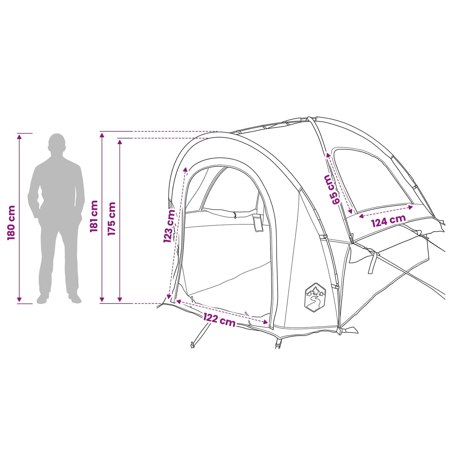 Autotent met dak Blauw 200 x 170 x 170 cm Polyester en staal
