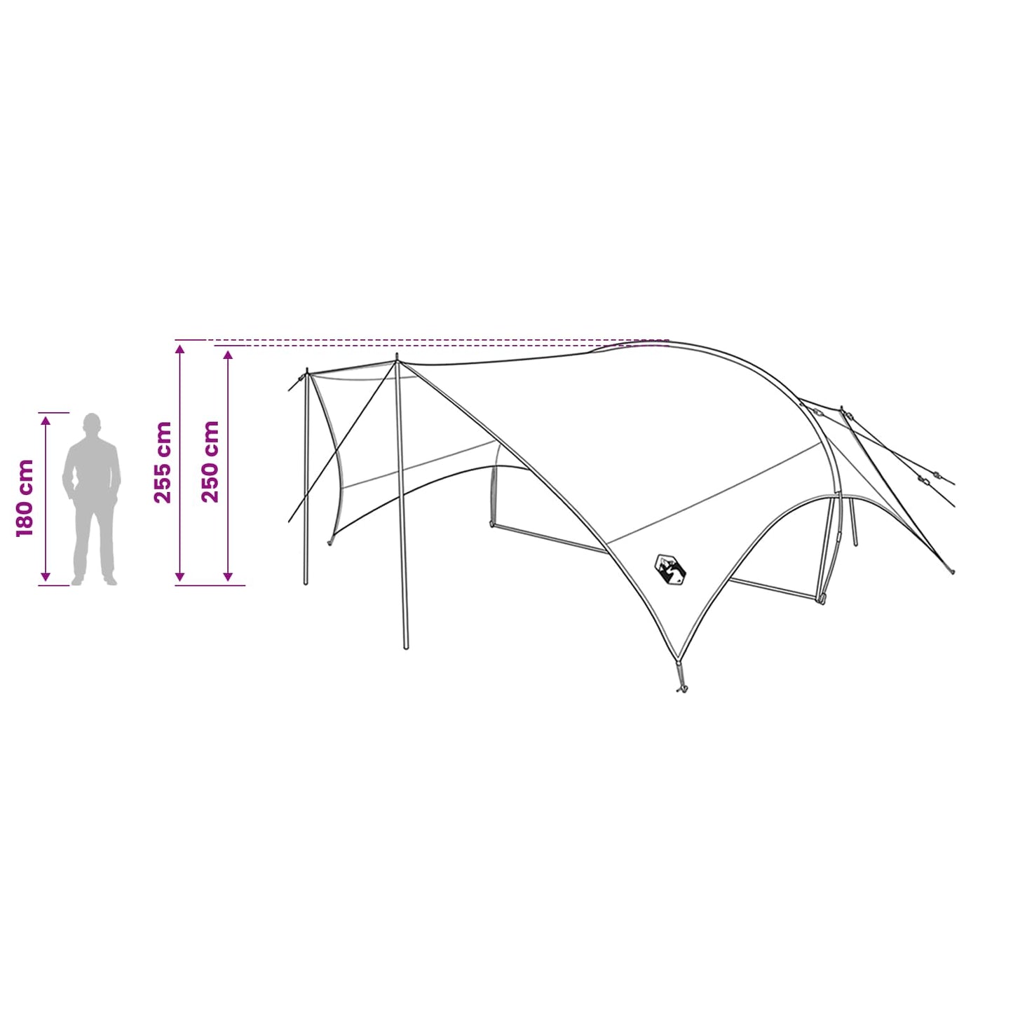 Camping Tarp Waterbestendig Grijs en Oranje 695 x 580 x 200 cm