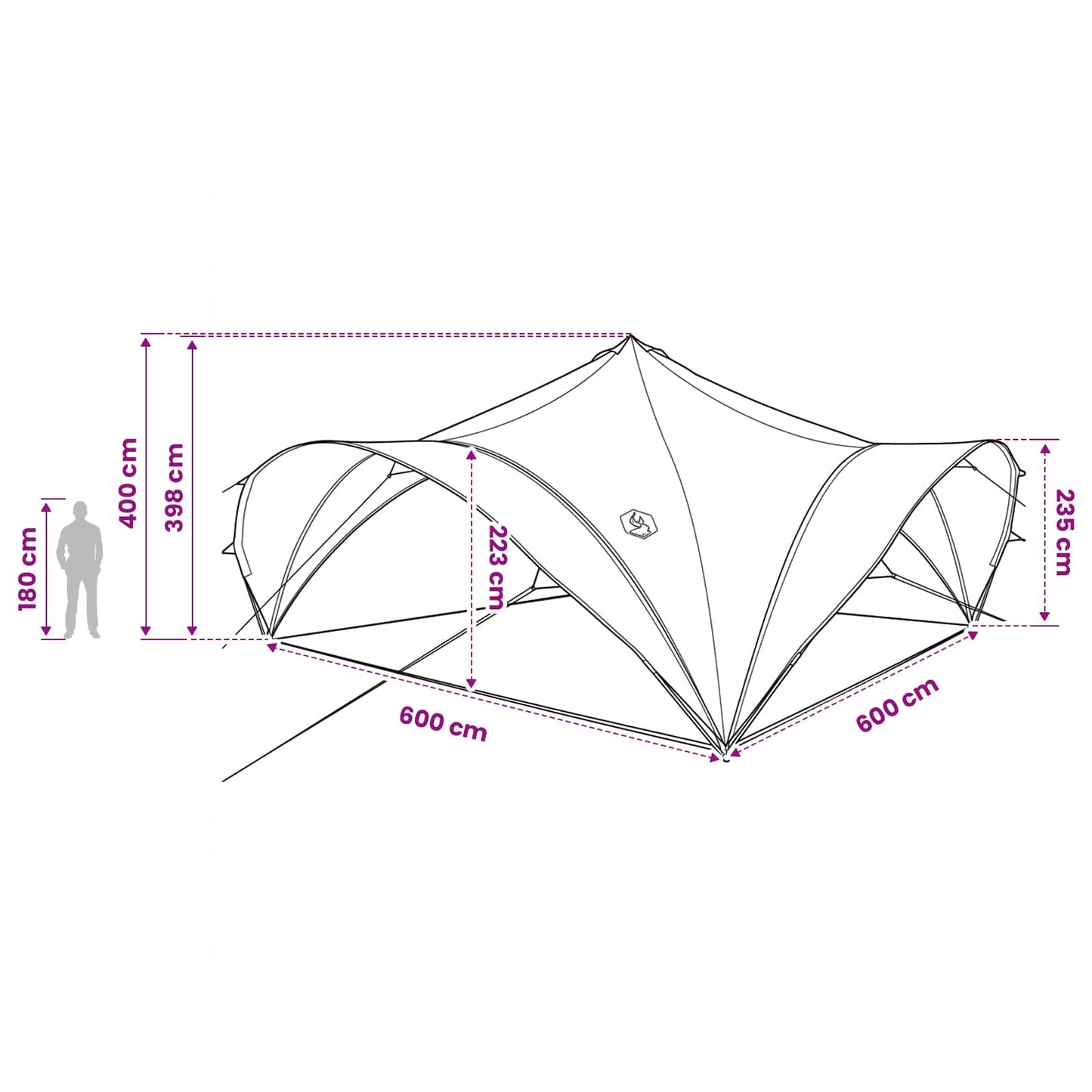 Partytent Grijs en Oranje 600 x 600 x 400 cm Polyester en staal