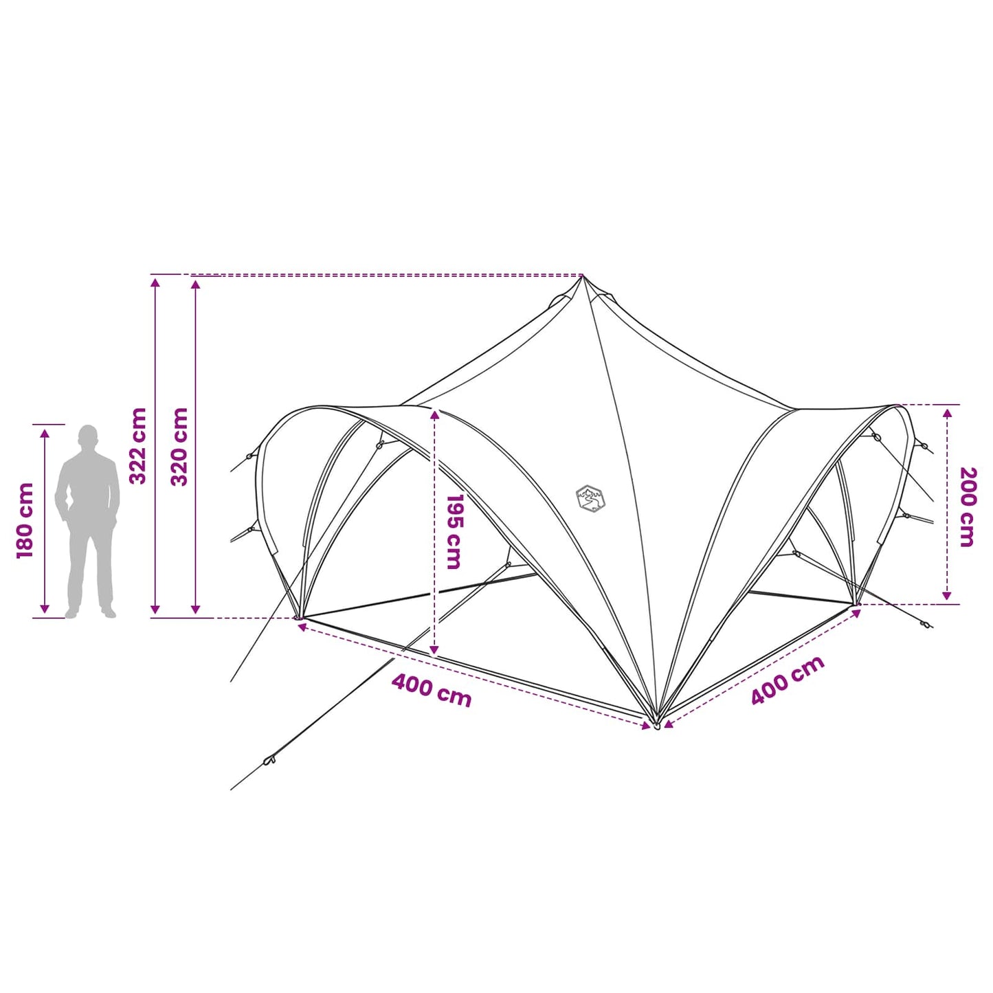 Partytent met dak Groen 400 x 400 x 320 cm Polyester en staal