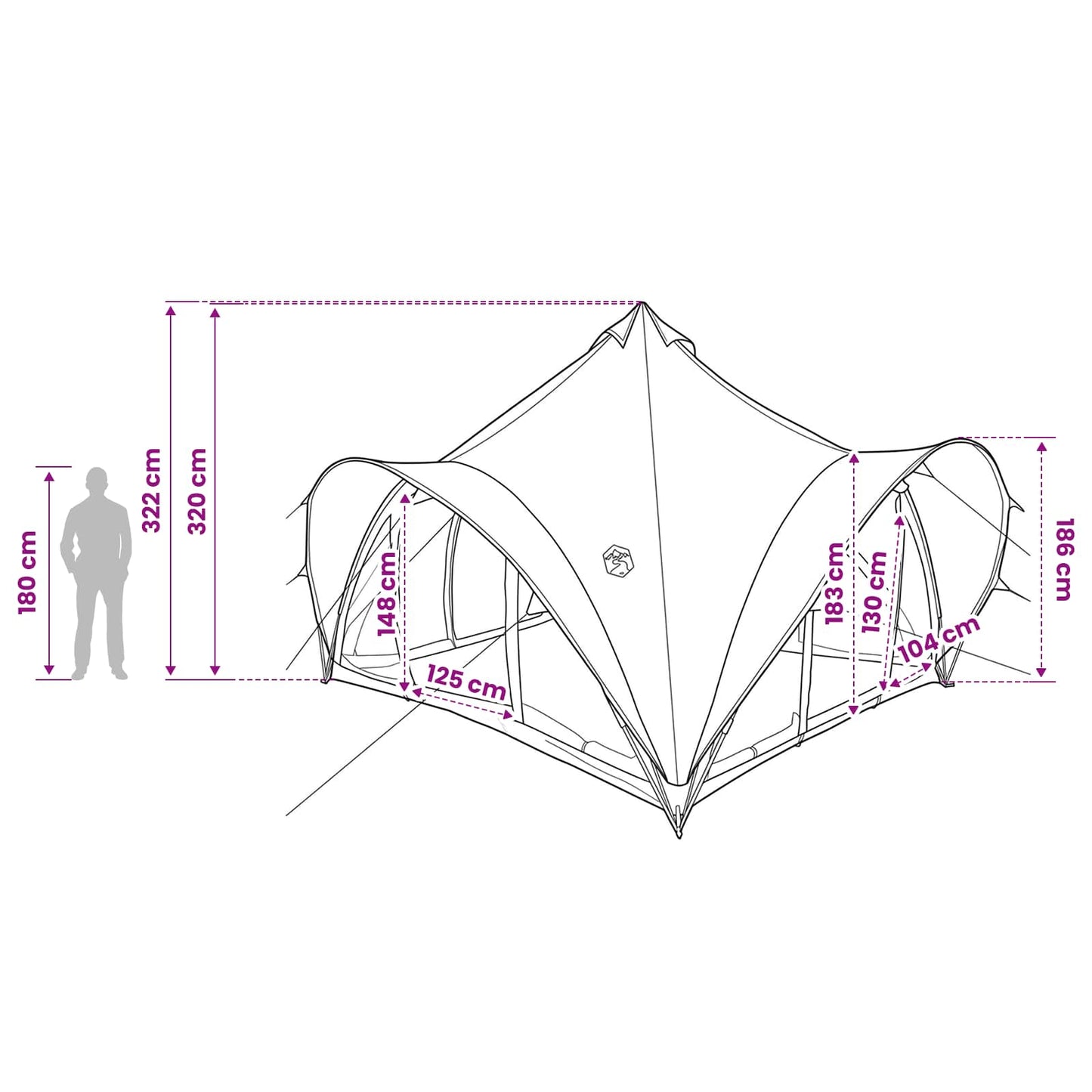 Tipi Tent met dak Groen 6-persoons Polyester en staal