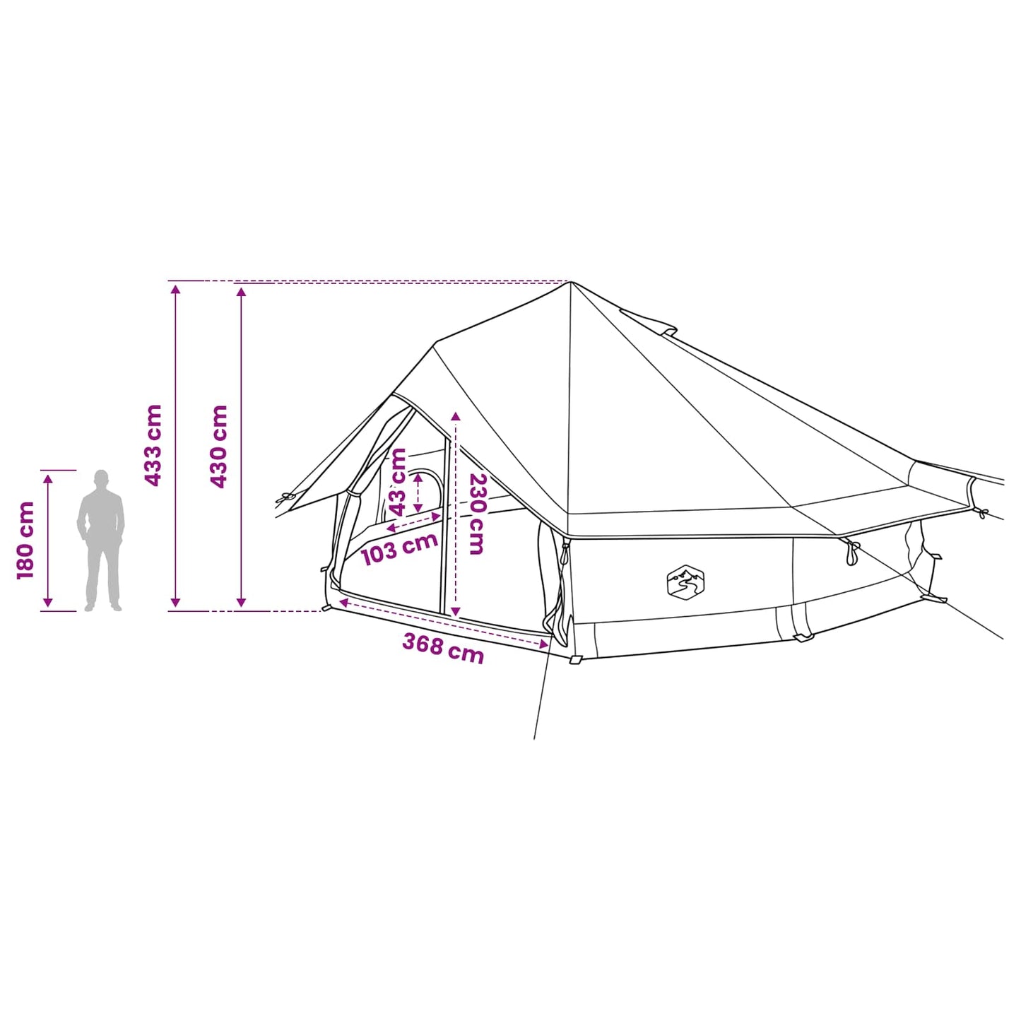 Tipi Tent Bruin Grijs 800 x 800 x 430 cm Polyester en staal