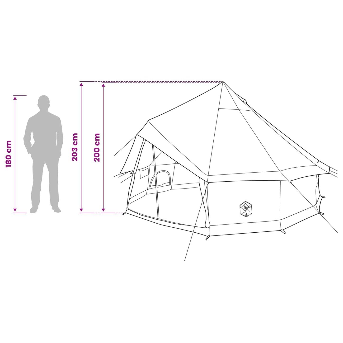 Tipi Tent Bruin Grijs 300 x 300 x 200 cm Polyester en staal