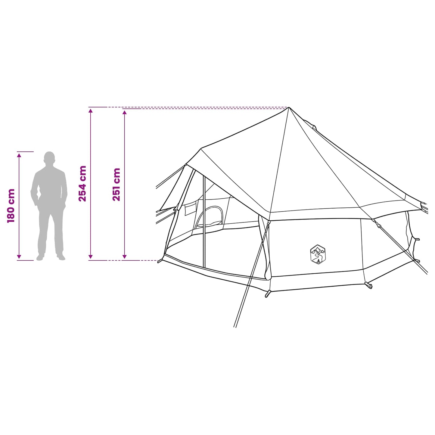 Tipi Tent Bruin Grijs 400 x 400 x 250 cm Polyester en staal