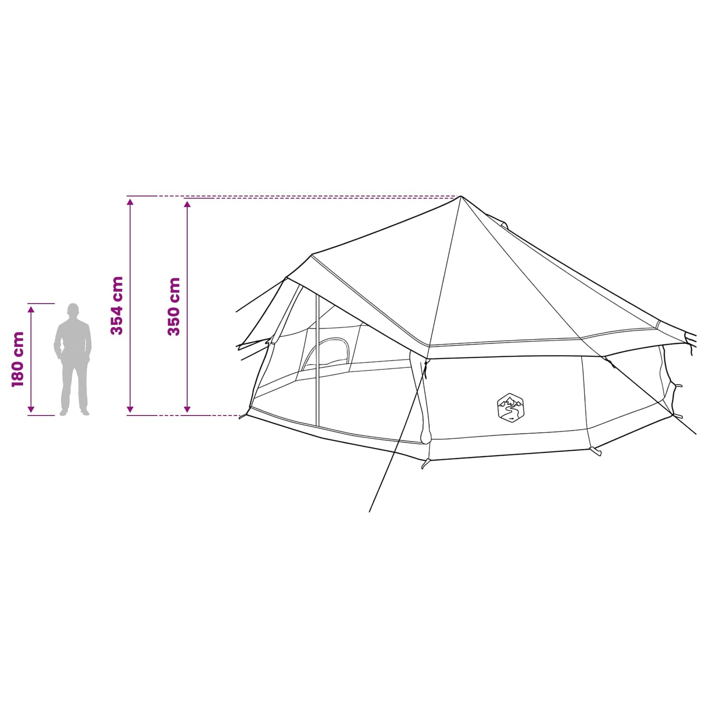 Tipi Tent Olijfgroen 600 x 600 x 350 cm Polyester en staal