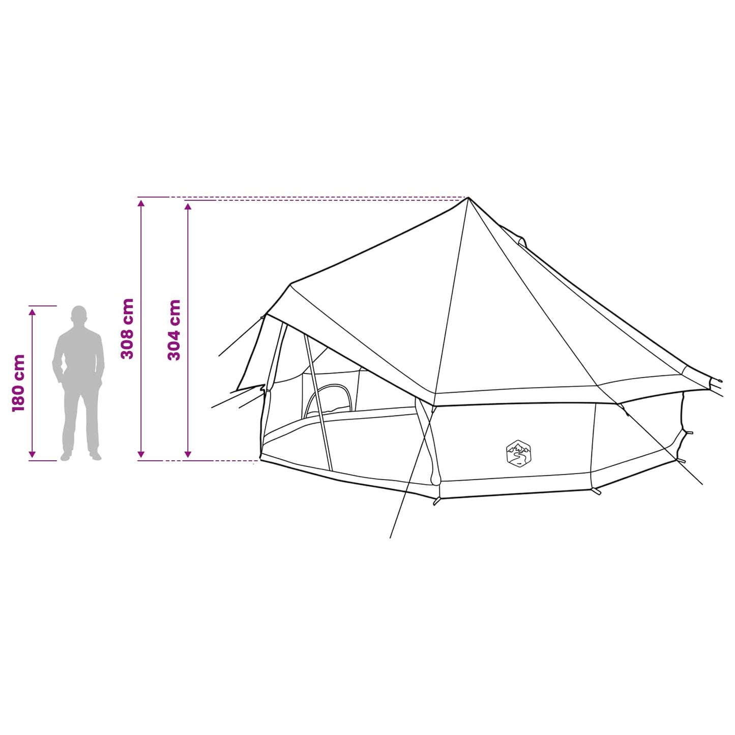 Tipi Tent Bruin Grijs 500 x 500 x 300 cm Polyester en staal