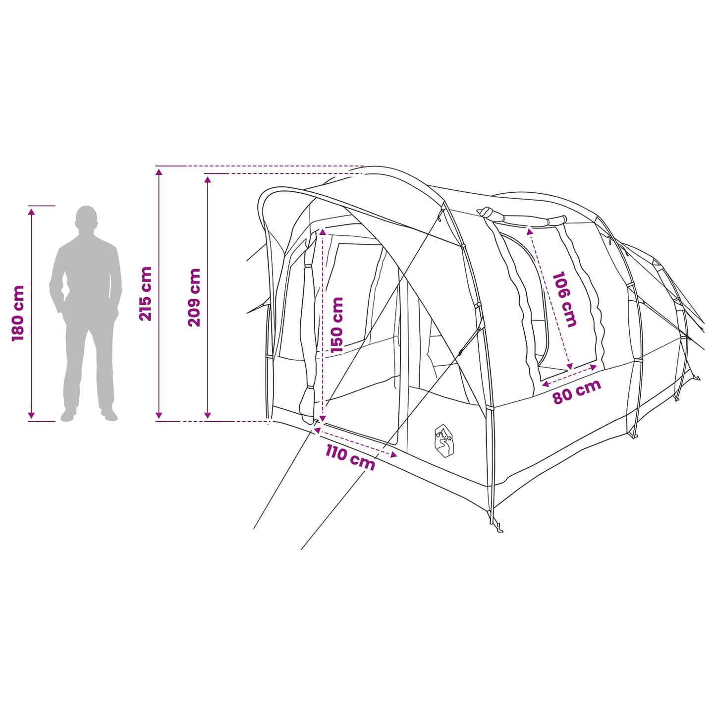 Tunneltent Olijfgroen 400 x 260 x 200 cm Polyester en staal