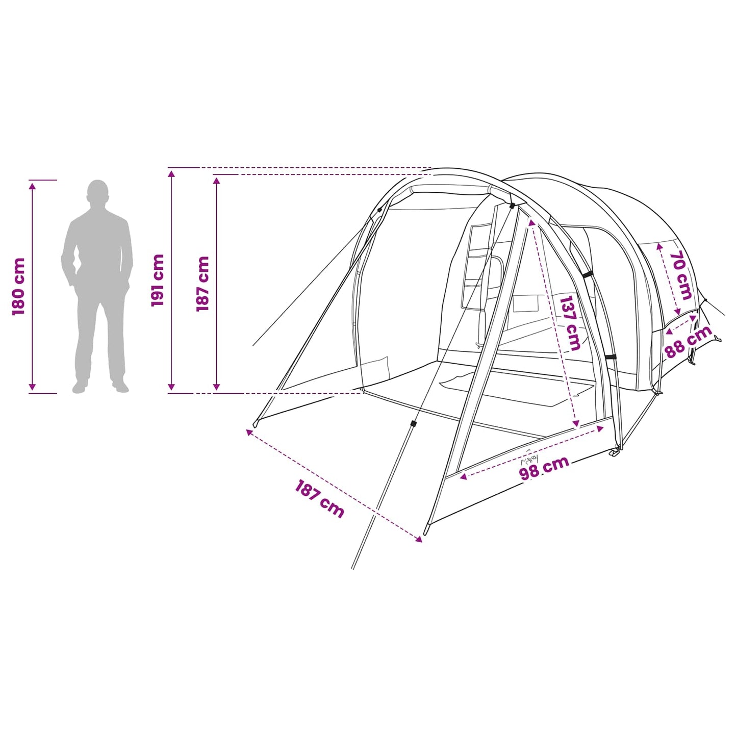 Huisje Tent Olijfgroen 488 x 244 x 183 cm Polyester en staal