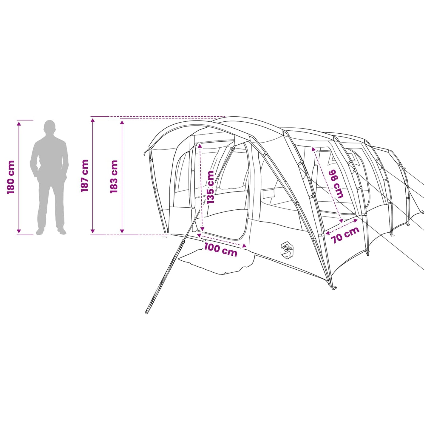 Tunneltent Olijfgroen 427 x 315 x 178 cm Polyester en staal