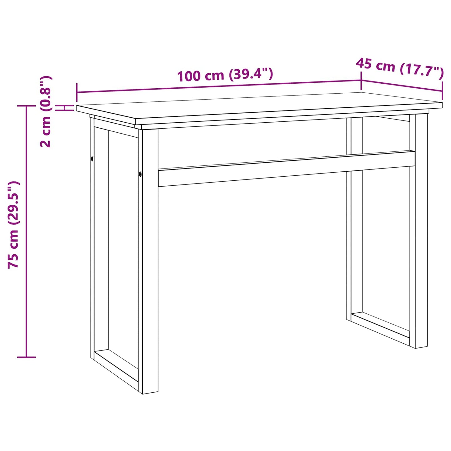 Bureau Naturel Massief Teakhout 100 x 45 x 75cm