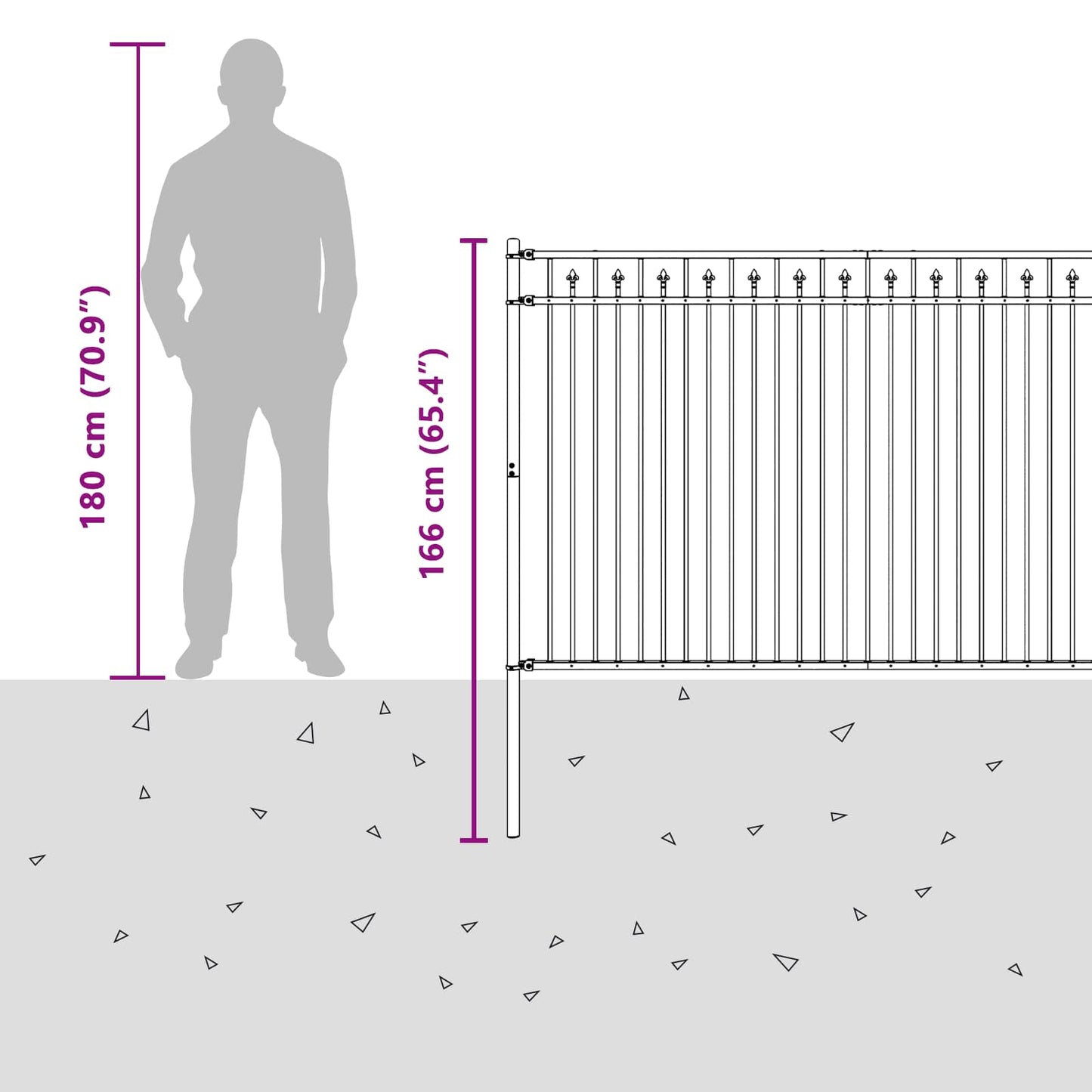 Spike Hek Zwart 200 x 166 cm Gepoedercoat staal