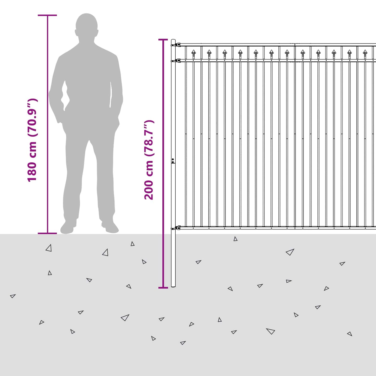 Spike Hek Zwart 200 x 200 cm Gepoedercoat staal