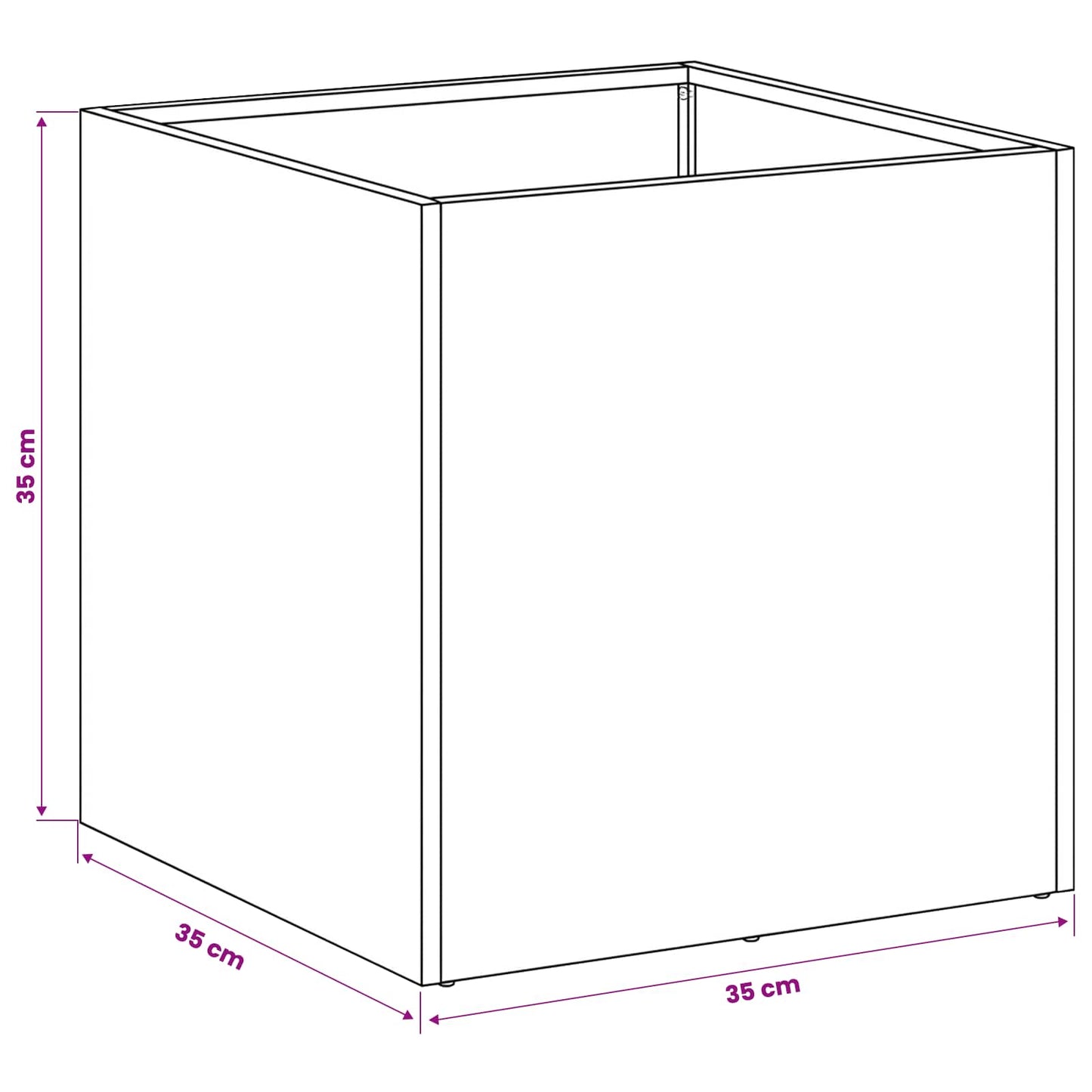 Plantenbak 2 st Wit 35 x 35 x 35 cm Koudgewalst staal